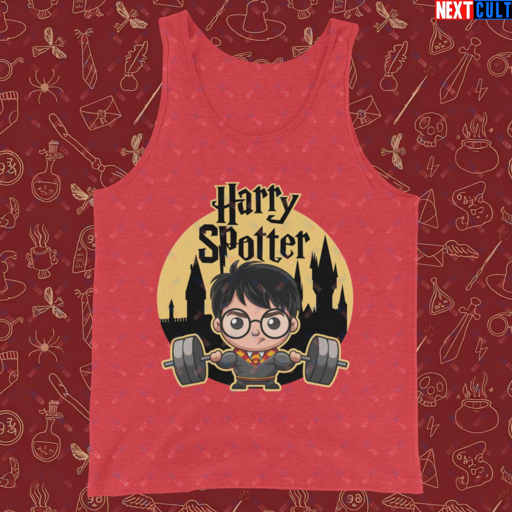 Harry Spotter Funny Gym Meme Weightlifting Bodybuilding Fitness Workout Tank Top Red Triblend Tank Tops Fitness Gym Workout Next Cult Brand