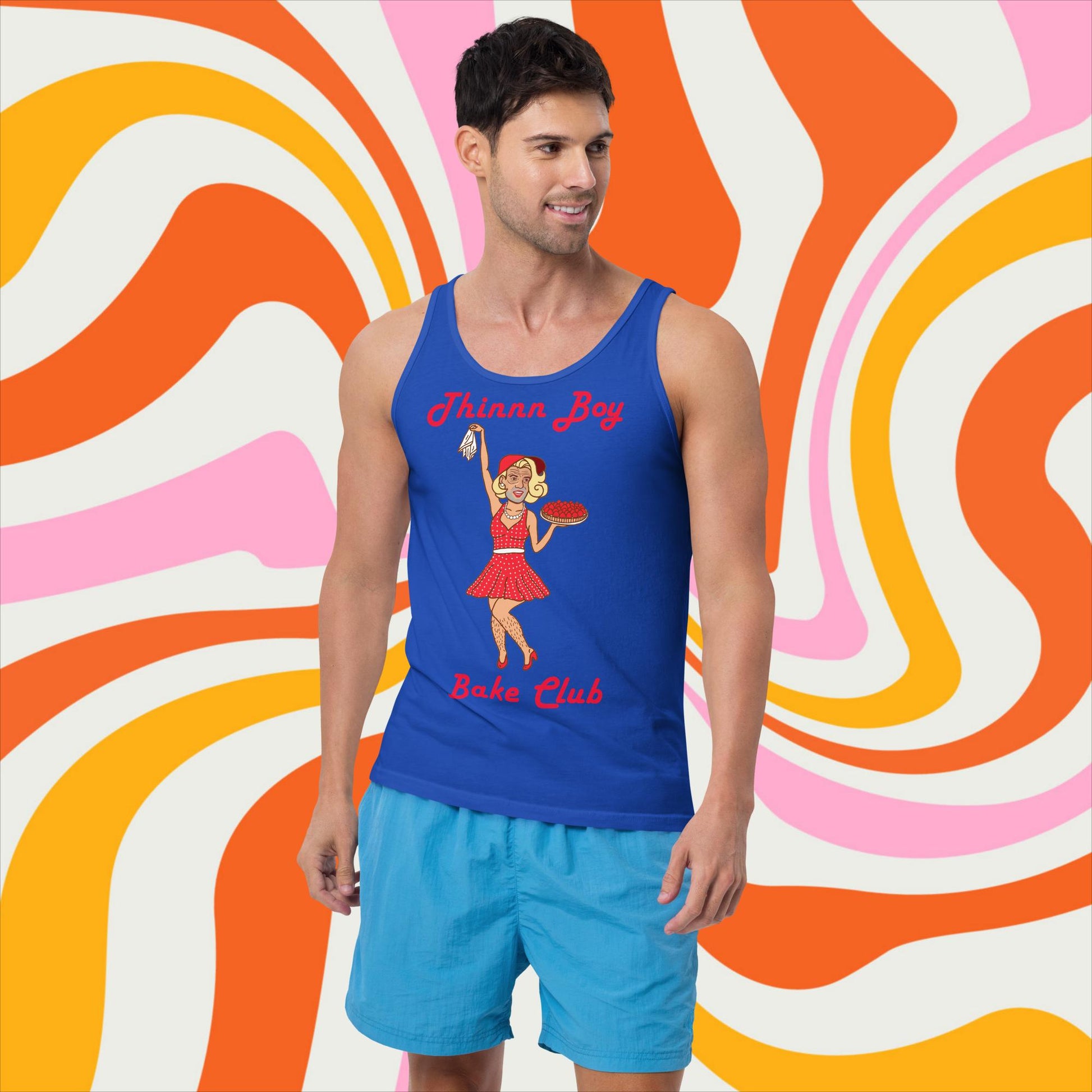 Thinnn Boy Bake Club The Fighter and The Kid TFATK Podcast Comedy 60s retro housewife Bryan Callen Tank Top True Royal Tank Tops Bryan Callen Podcasts Stand-up Comedy The Fighter and The Kid (TFATK) Thinnn Boy Bake Club Next Cult Brand