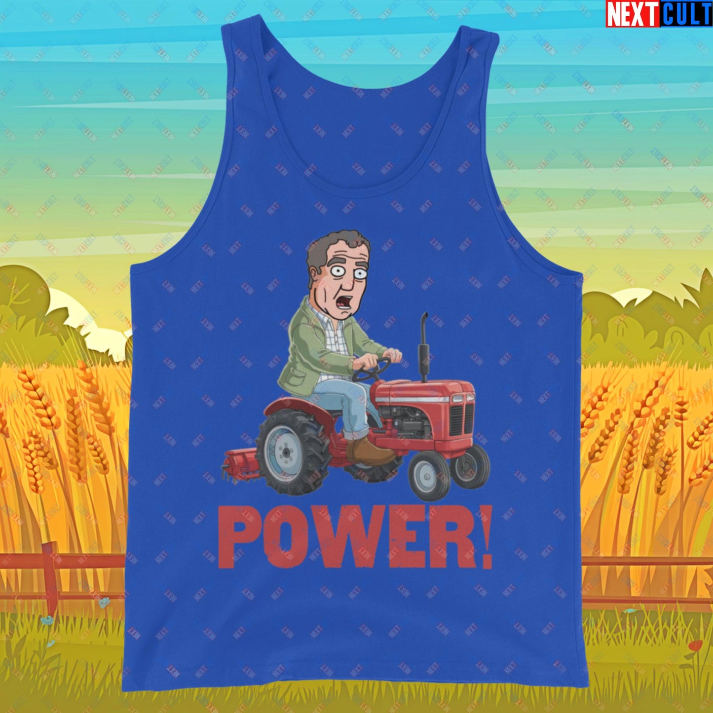 Speed and Power Tractor Jeremy Clarkson's Farm Diddly Squat Grand Tour Top Gear Funny Meme Cartoon Tank Top True Royal Tank Tops Clarkson's Farm Grand Tour Jeremy Clarkson Top Gear TV Shows Next Cult Brand