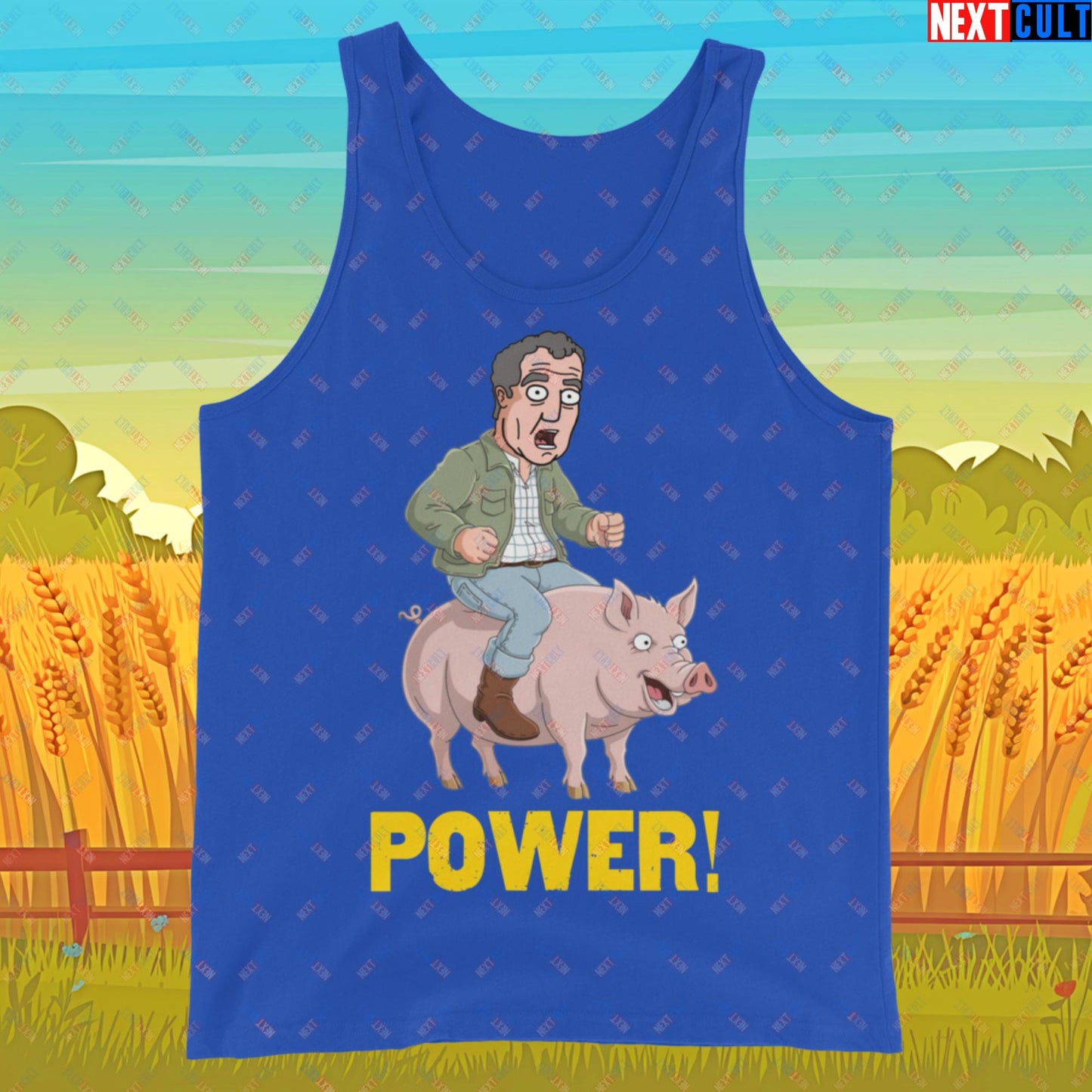 Power Pig Farming Jeremy Clarkson's Farm Diddly Squat Grand Tour Top Gear Funny Meme Cartoon Tank Top True Royal Tank Tops Clarkson's Farm Grand Tour Jeremy Clarkson Top Gear TV Shows Next Cult Brand