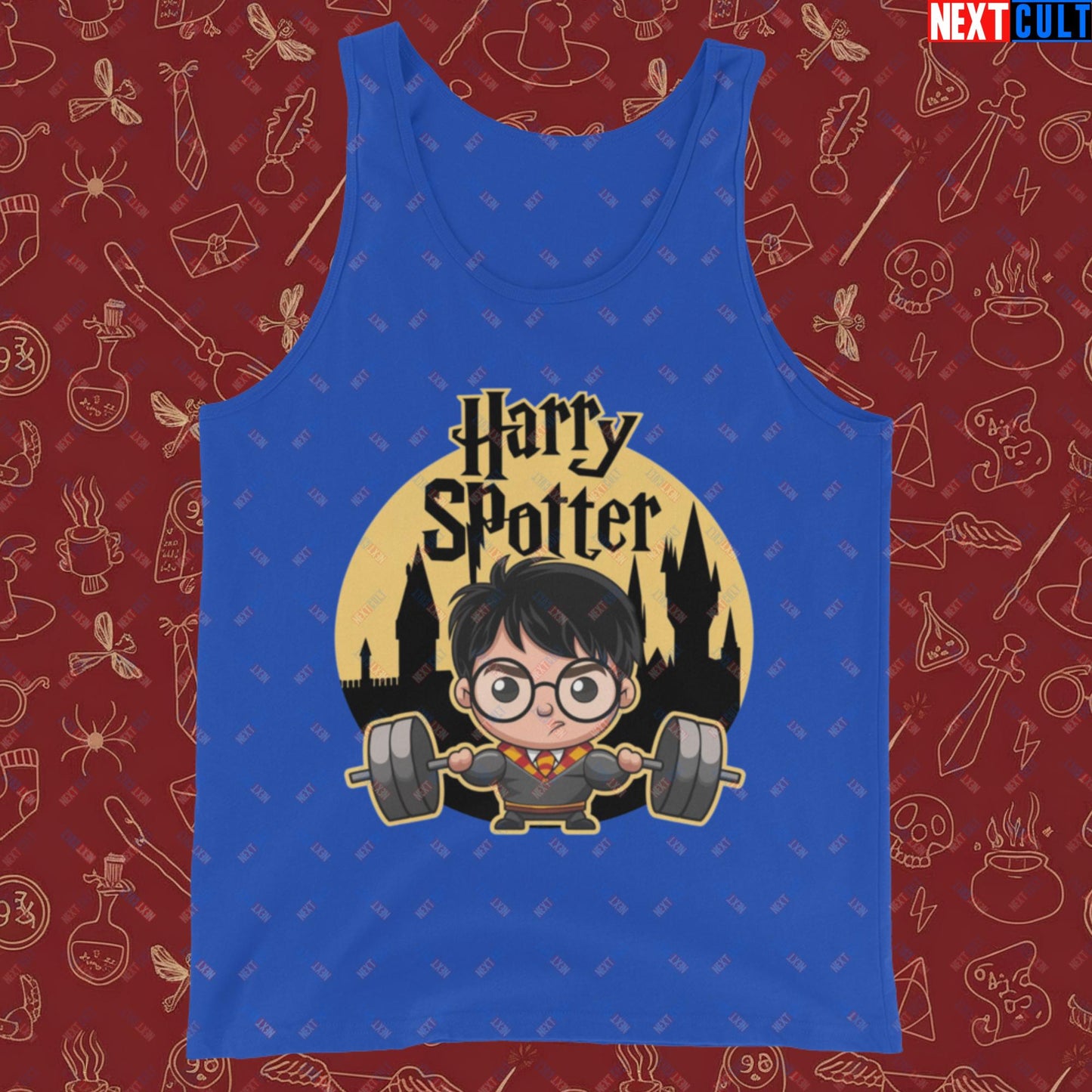 Harry Spotter Funny Gym Meme Weightlifting Bodybuilding Fitness Workout Tank Top True Royal Tank Tops Fitness Gym Workout Next Cult Brand