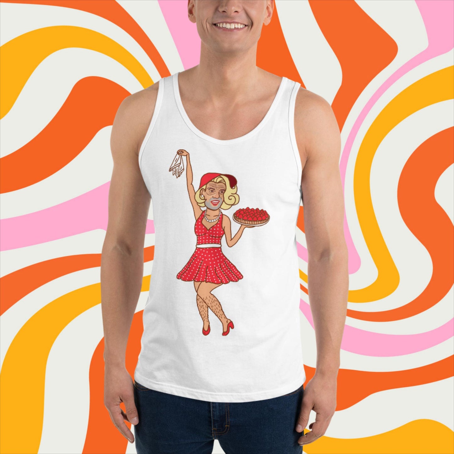 Thinnn Boy Bake Club The Fighter and The Kid TFATK Podcast Comedy 60s retro housewife Bryan Callen Tank Top White Tank Tops Bryan Callen Podcasts Stand-up Comedy The Fighter and The Kid (TFATK) Thinnn Boy Bake Club Next Cult Brand