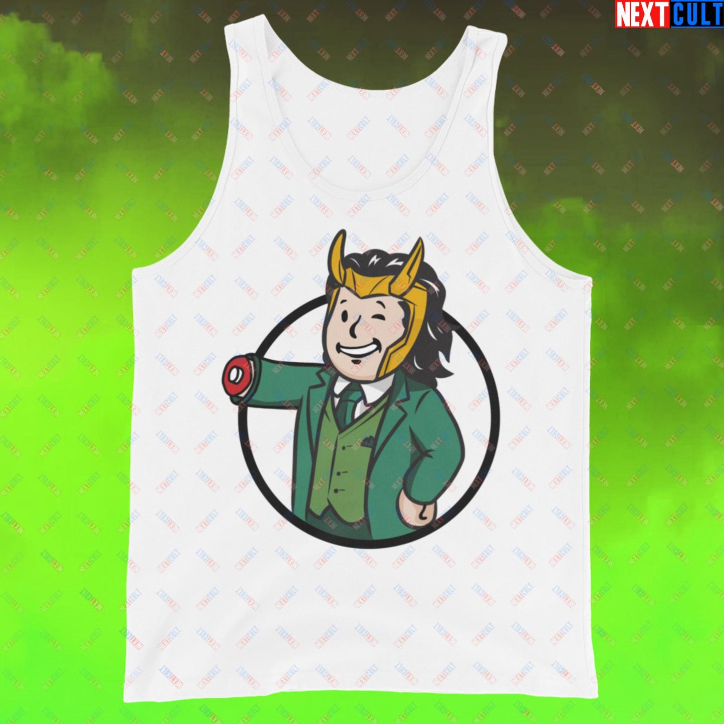 Loki Vault Boy Fallout Funny Meme Cartoon Mashup Tank Top