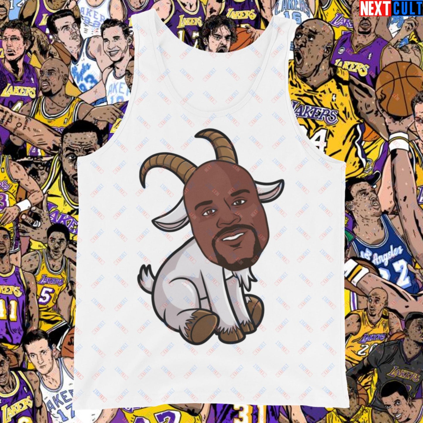 Shaquille O’Neal GOAT Tank Top - Shaq Basketball Meme Muscle Shirt - Greatest of All Time NBA Funny Cartoon Athletic Shirt for Basketball Fans - Perfect Gift for Shaq Lovers Tank Top White Mugs Basketball G.O.A.T. Los Angeles Lakers NBA Orlando Magic Shaq Next Cult Brand