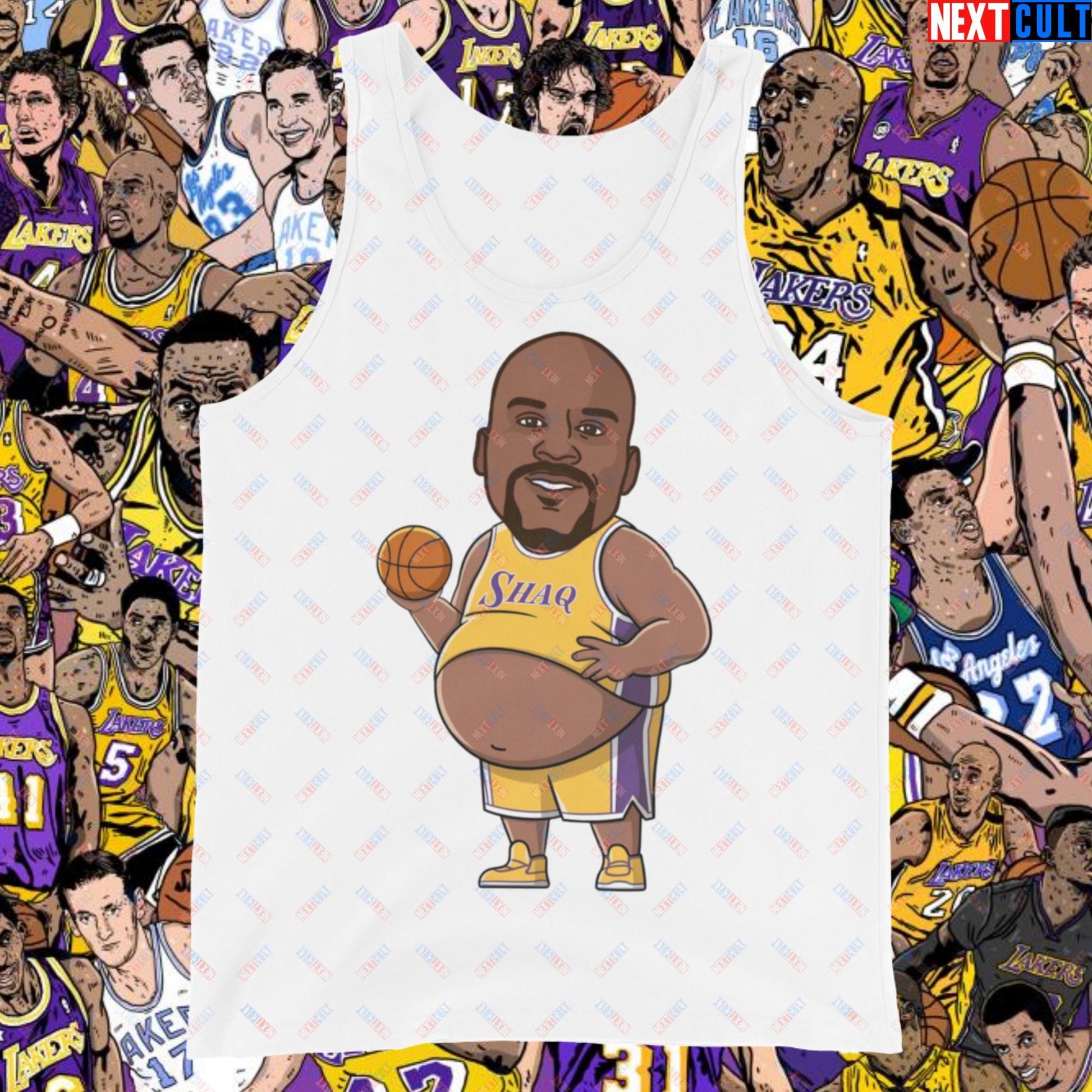 Fat Shaq Funny Basketball Meme Tank Top - Big Shaq Dominance Athletic Shirt for Basketball Fans - Perfect Gift for Shaq Fans Tank Top White Mugs Basketball Los Angeles Lakers NBA Shaq Next Cult Brand