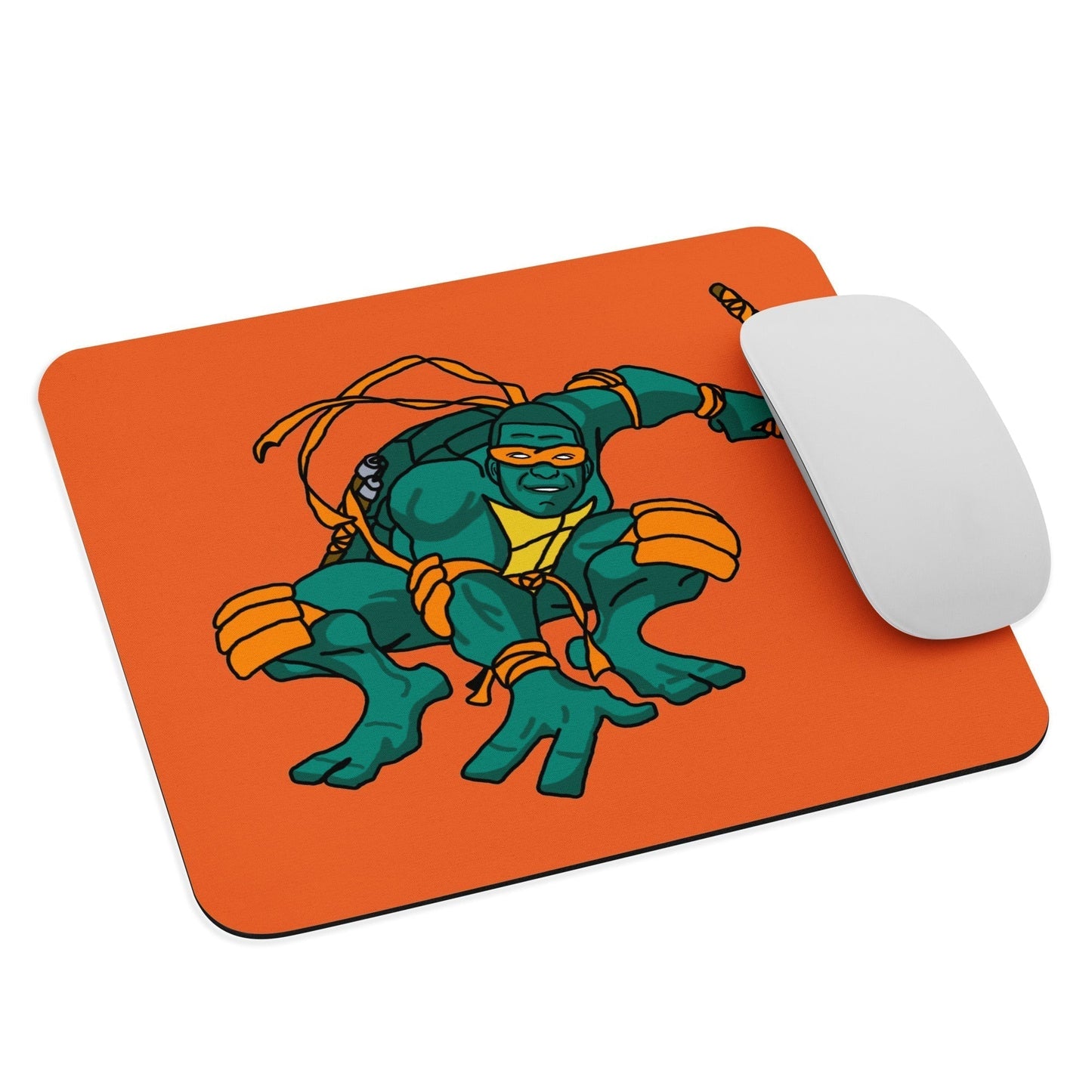Kylian Mbappe Orange Ninja Turtle Michelangelo Mouse pad Next Cult Brand Football, Kylian Mbappe, Michelangelo, Ninja Turtles, PSG
