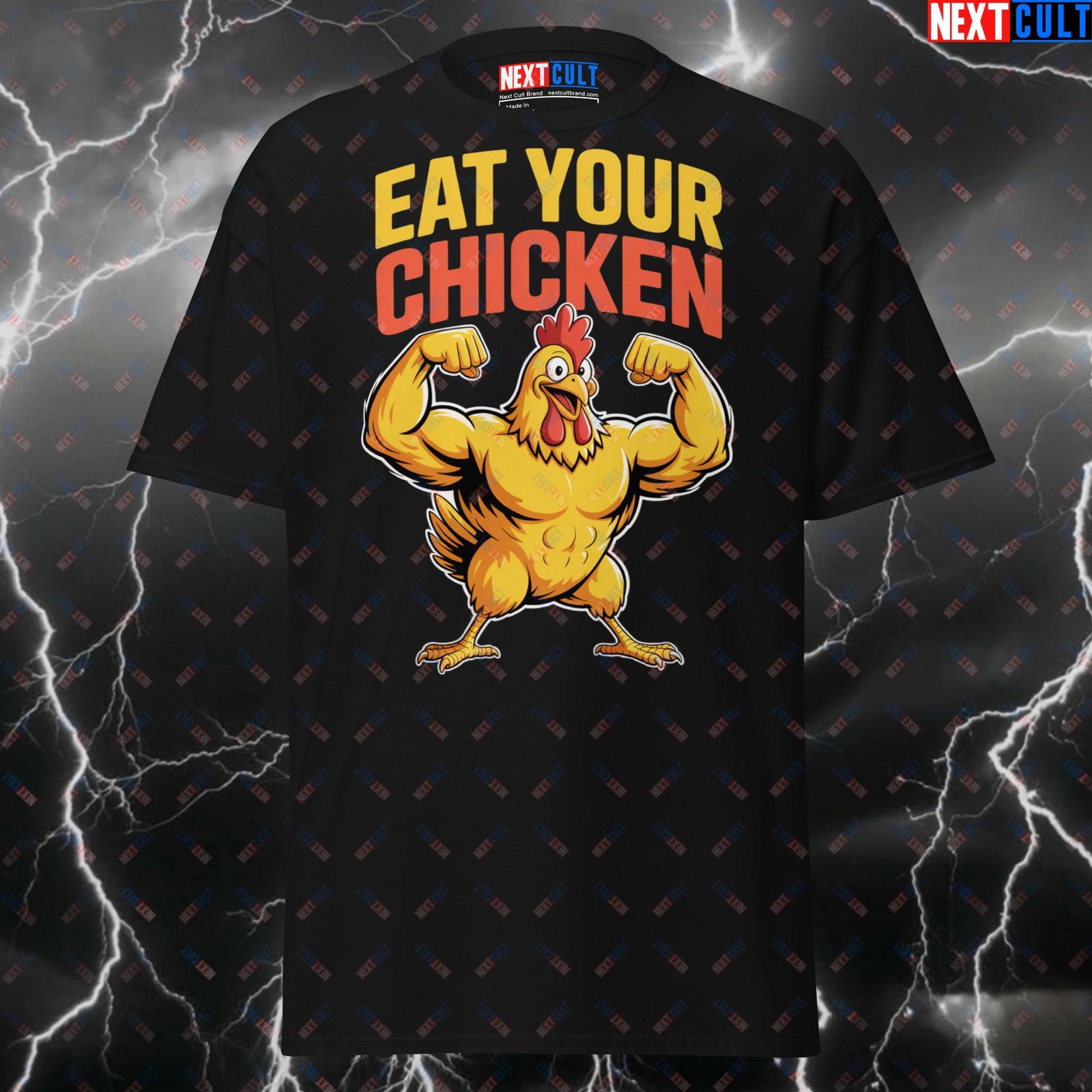 Funny Gym Shirt for Lifters - Eat Your Chicken Pump Cover T-Shirt - Gym Meme Tee for Workout & Gains T-shirts Fast Food Fitness Gym Pump Cover Workout Next Cult Brand