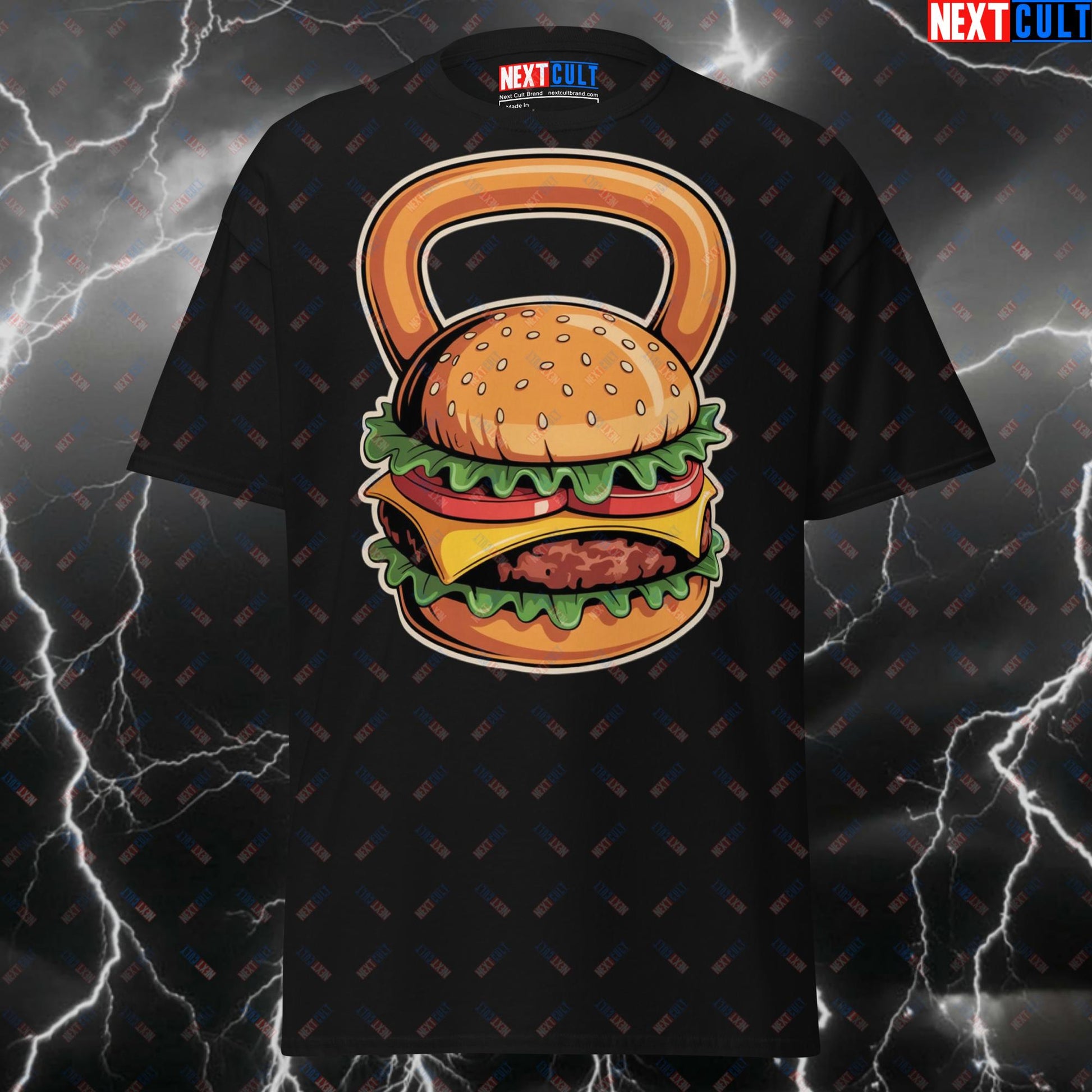 Funny Gym Shirt - Cheeseburger Kettlebell Pump Cover T-Shirt for Lifters, Gymbros & Fitness Meme Lovers T-shirts Bulking Fast Food Fitness Functional Fitness Gym Kettlebell Pump Cover Workout Next Cult Brand