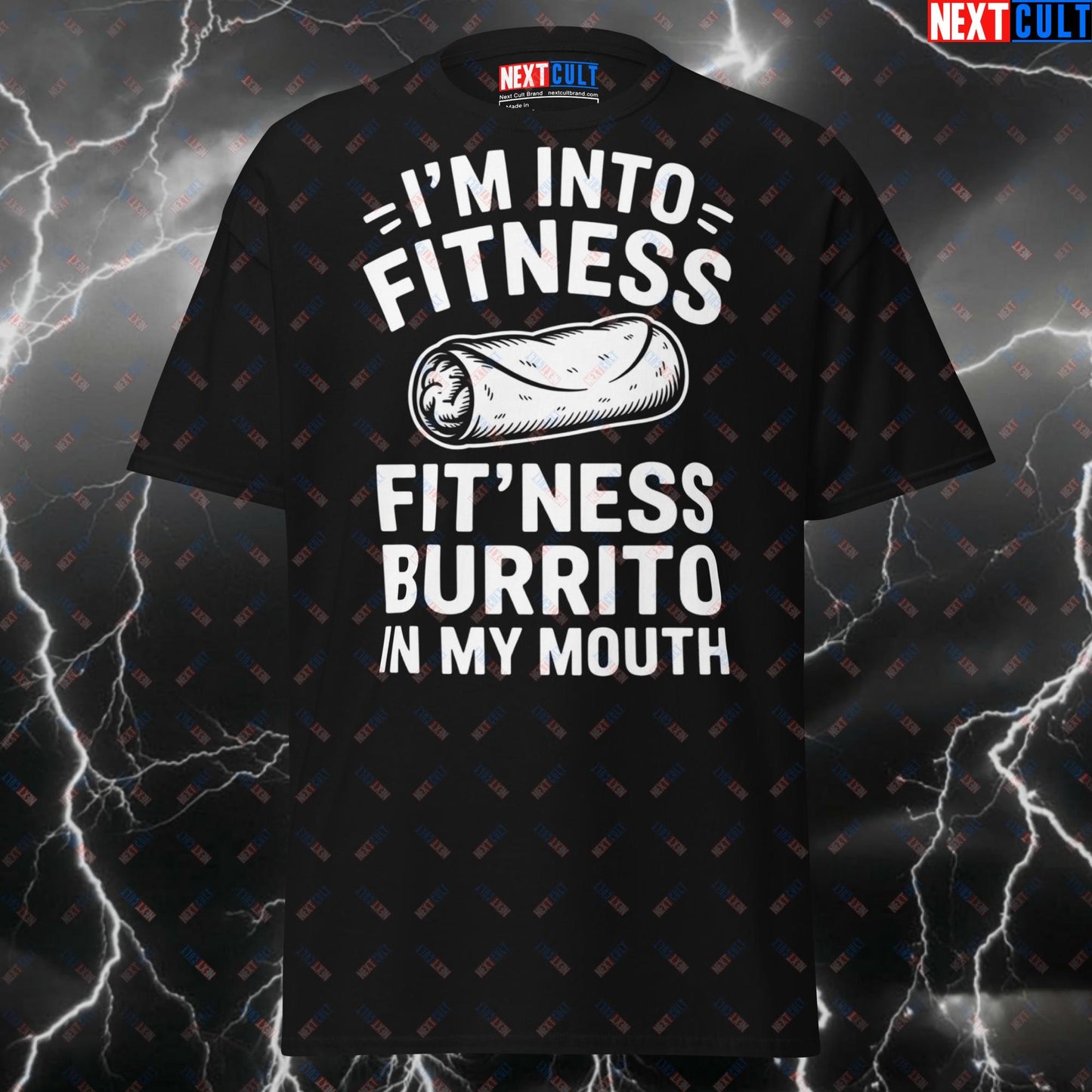 Funny Gym Shirt - I'm Into Fitness Fit'ness Burrito in My Mouth T-Shirt - Pump Cover Tee for Lifters, Gym Meme Top T-shirts Bulking Fast Food Fitness Gym Pump Cover Workout Next Cult Brand