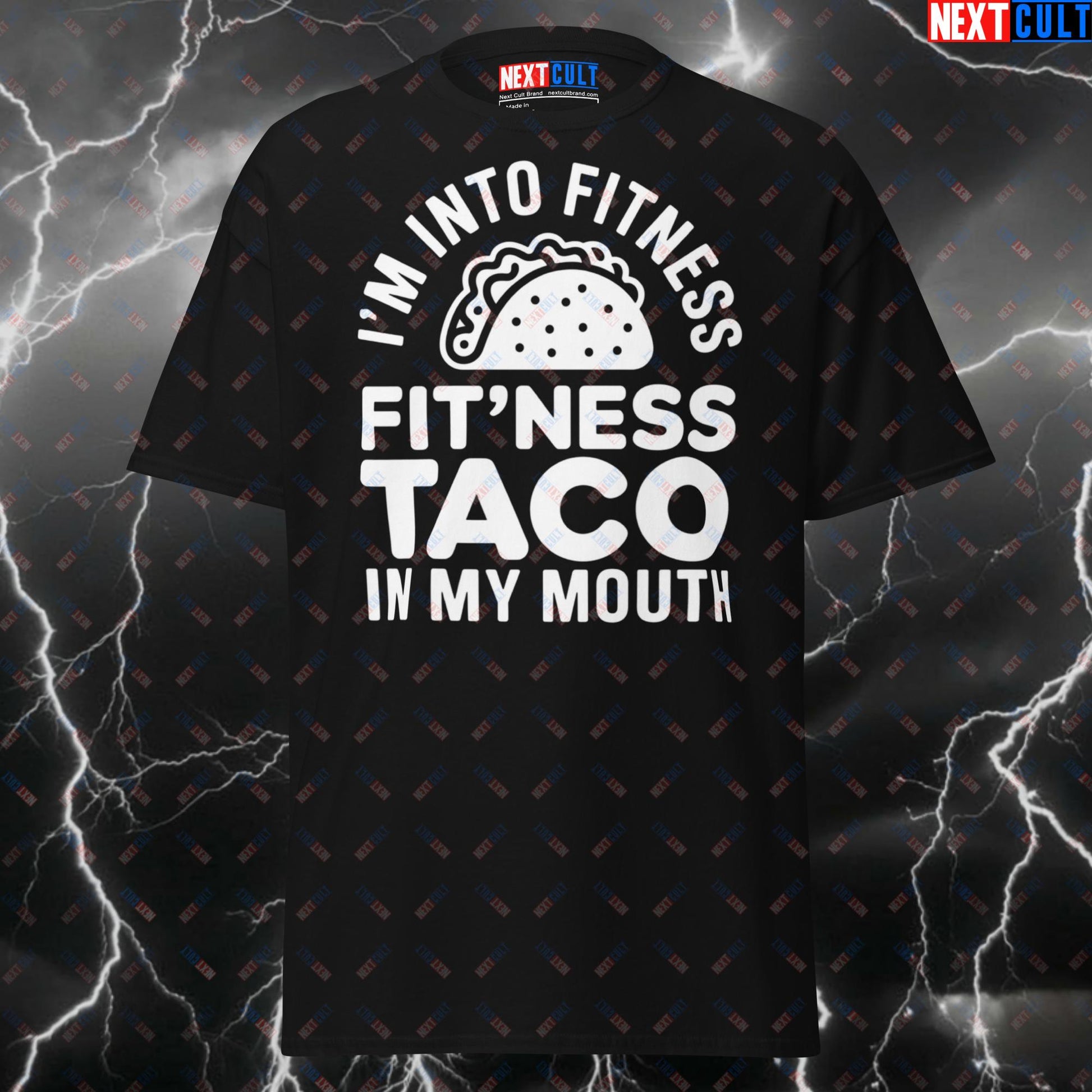 Funny Gym Shirt for Men & Women - I'm Into Fitness Fit'ness Taco in My Mouth Tee - Pump Cover Workout T-Shirt for Lifters & Gymbros T-shirts Fast Food Fitness Gym Pump Cover Workout Next Cult Brand