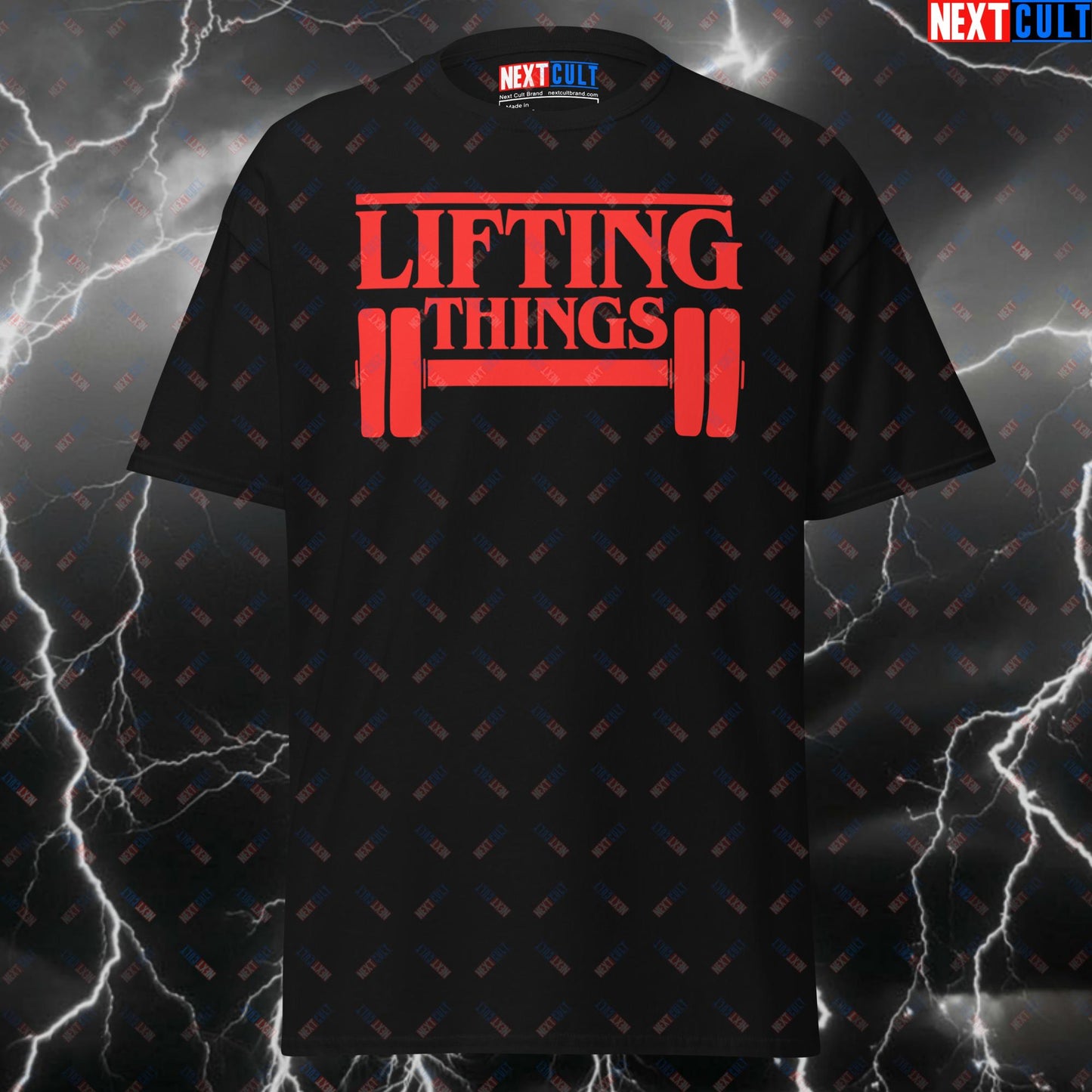 Funny Gym Shirt for Men - Lifting Things & Getting Gains Pump Cover T-Shirt - Gymbro Meme Workout Tee for Halloween & Fitness T-shirts Fitness Gym Halloween Pump Cover TV Workout Next Cult Brand