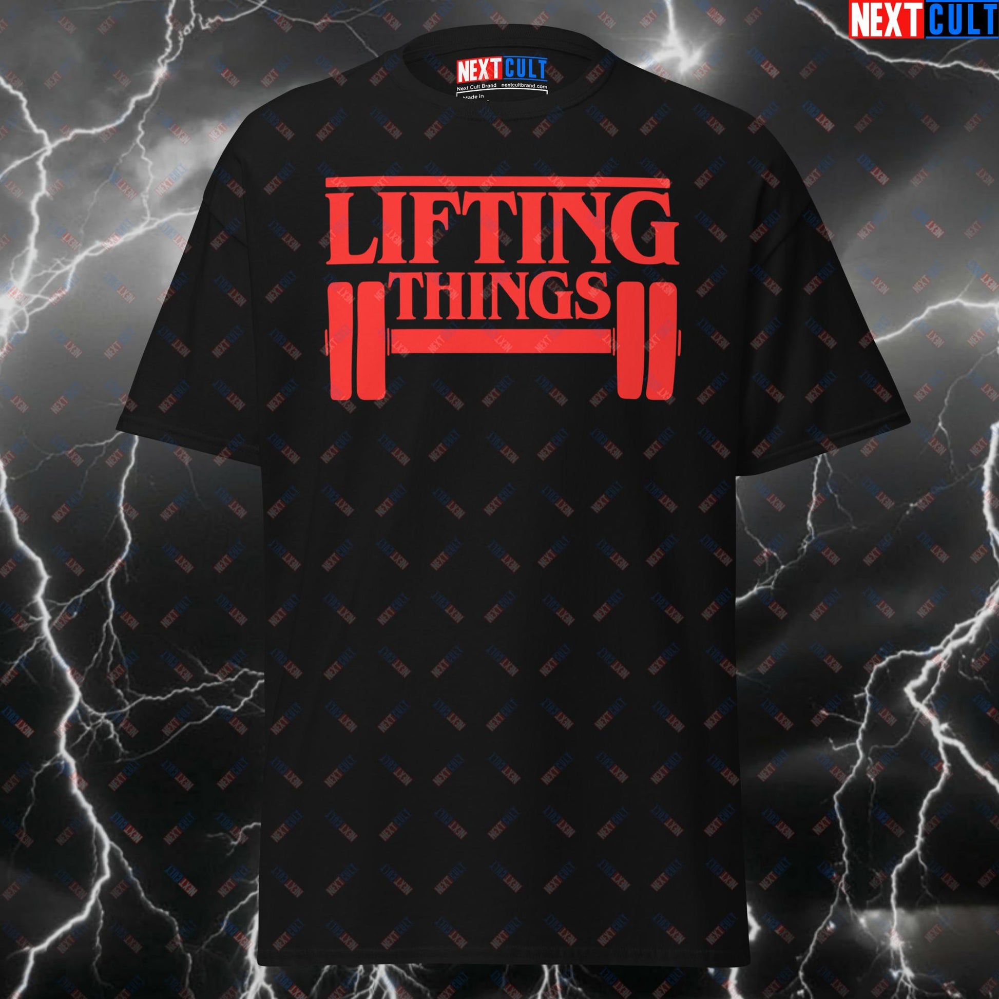 Funny Gym Shirt for Men - Lifting Things & Getting Gains Pump Cover T-Shirt - Gymbro Meme Workout Tee for Halloween & Fitness T-shirts Fitness Gym Halloween Pump Cover TV Workout Next Cult Brand