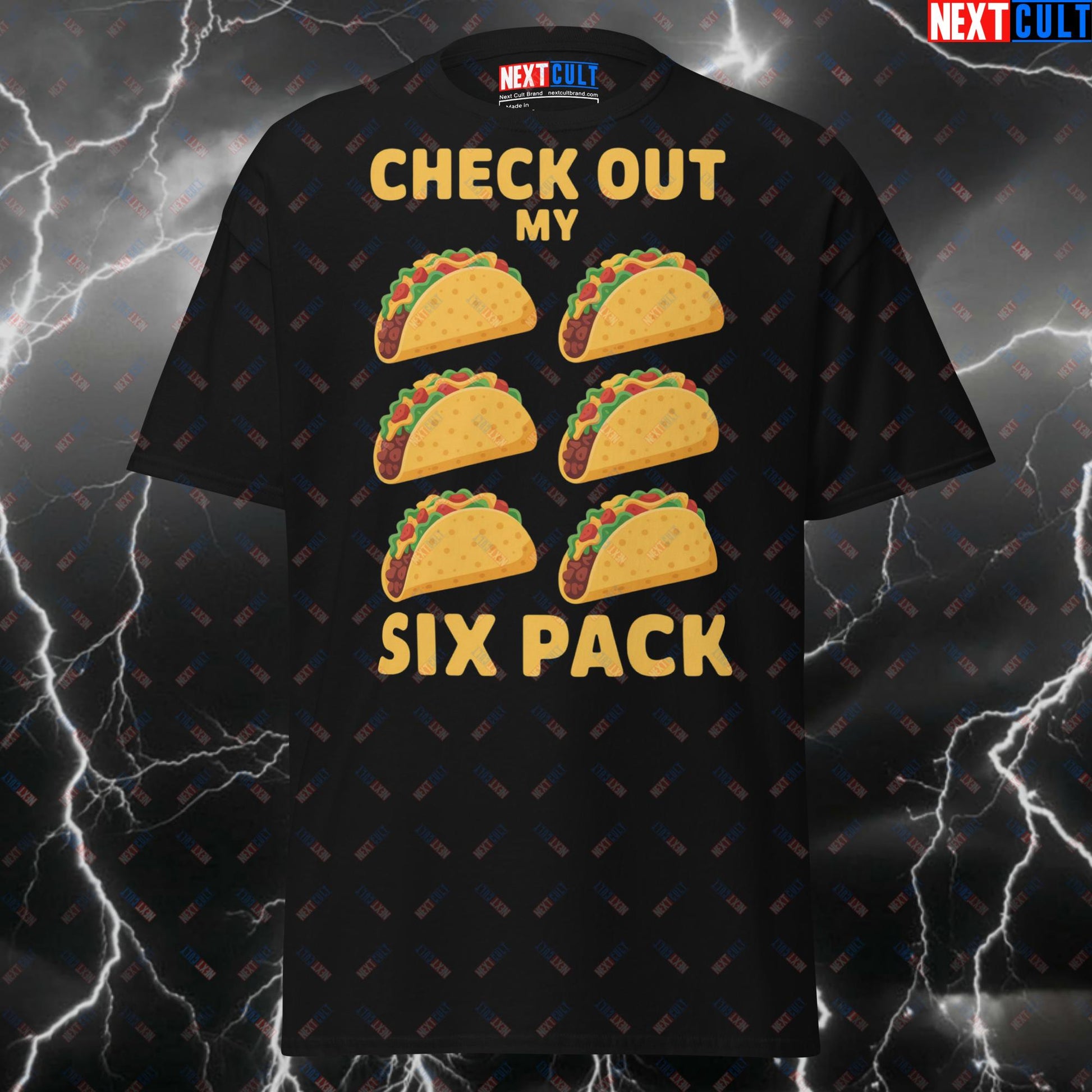Funny Gym Shirt for Men - Check Out My Six Pack Tacos Gym Meme Tee - Pump Cover Workout T-Shirt for Lifters & Gymbros T-shirts Bulking Fast Food Fitness Gym Pump Cover Workout Next Cult Brand
