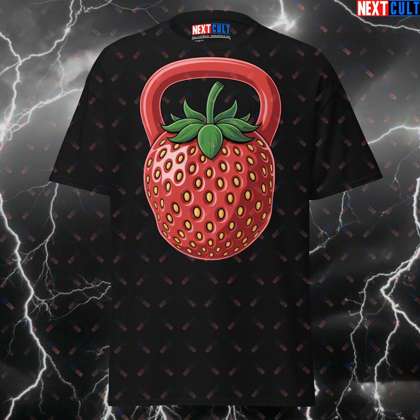 Funny Gym Shirt - Strawberry Kettlebell Meme Tee for Lifters | Pump Cover Workout Top for Gymbros & Fitness Gains T-shirts Fast Food Fitness Functional Fitness Gym Kettlebell Pump Cover Workout Next Cult Brand