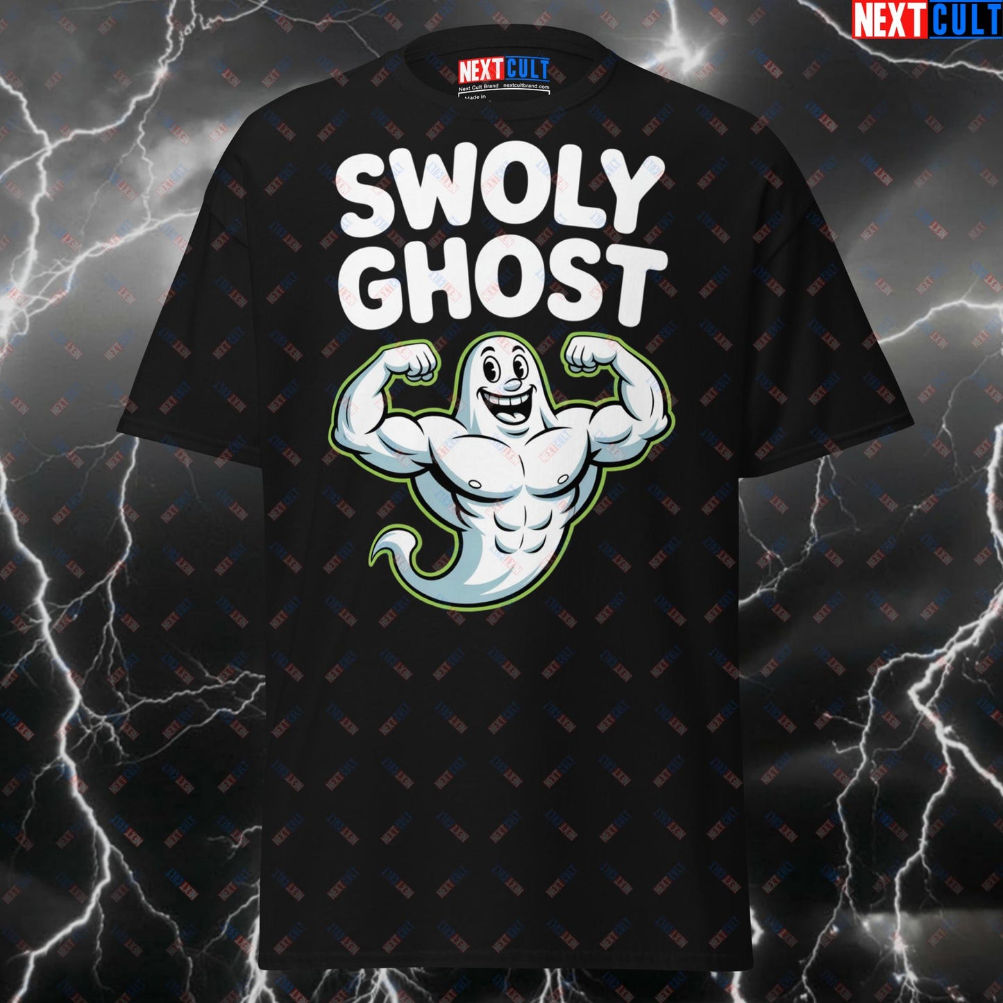 Funny Gym Shirt - Swoly Ghost Pump Cover T-Shirt for Lifters & Gymbros - Swole Meme Tee for Workout & Gains T-shirts Fitness Gym Pump Cover Workout Next Cult Brand