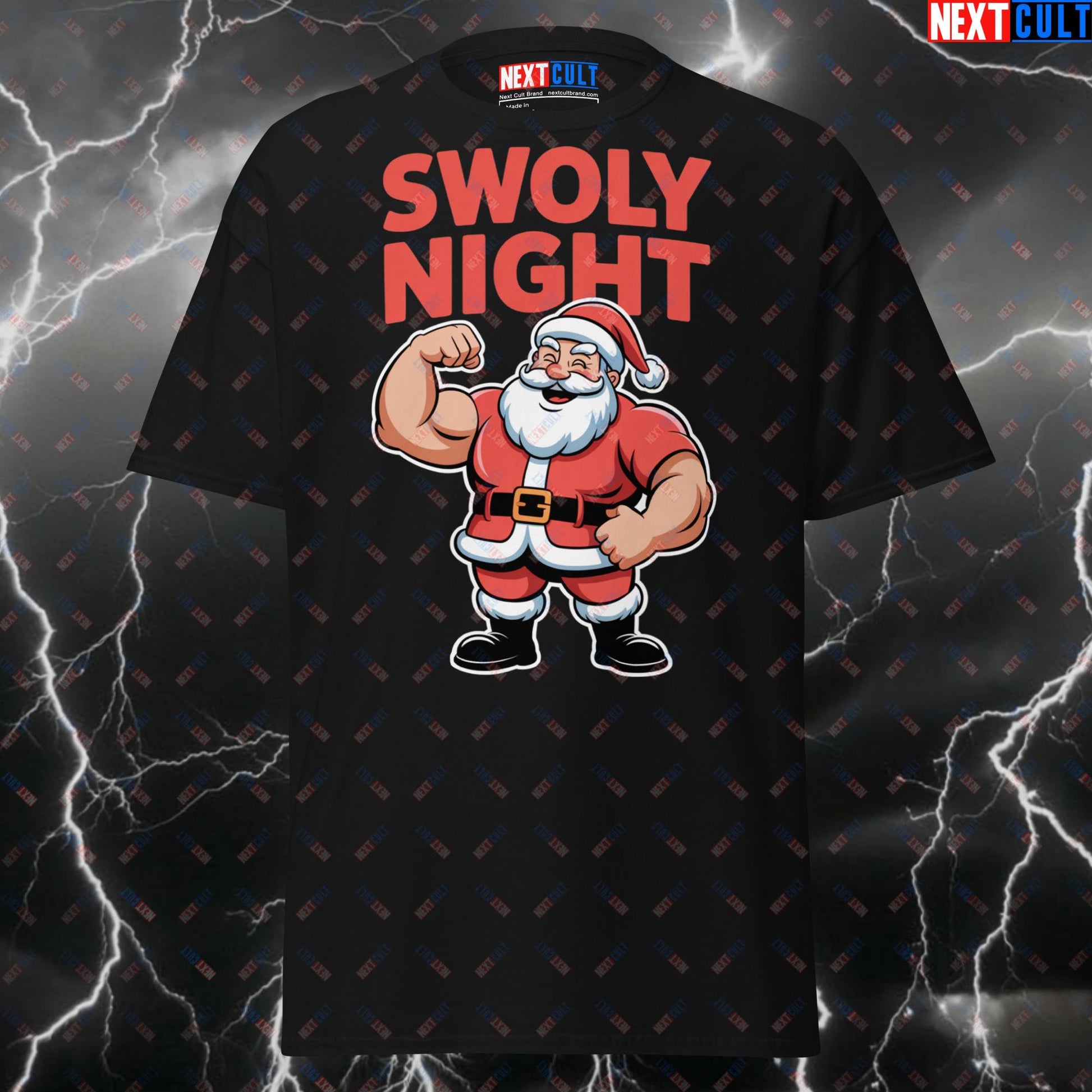 Funny Gym Shirt - Swoly Night Swole Santa Claus Pump Cover T-Shirt for Gymbros, Lifters & Fitness Meme Lovers T-shirts Christmas Fitness Gym Pump Cover Workout Next Cult Brand