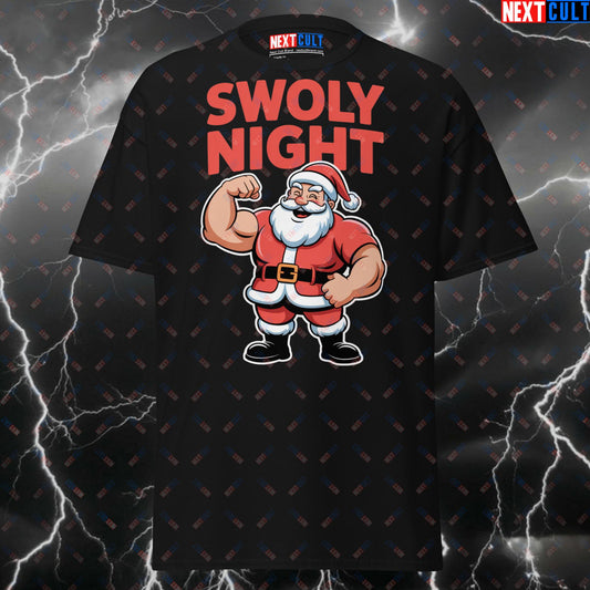 Funny Gym Shirt - Swoly Night Swole Santa Claus Pump Cover T-Shirt for Gymbros, Lifters & Fitness Meme Lovers T-shirts Christmas Fitness Gym Pump Cover Workout Next Cult Brand