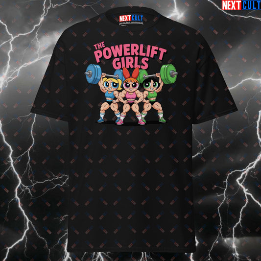 The Powerlift Girls - Gym Girl Superhero Cartoon Gym Tee - Pump Cover Workout T-Shirt for Lifters & Gymbros T-shirts Fitness Gym Powerlifting Pump Cover TV Workout Next Cult Brand