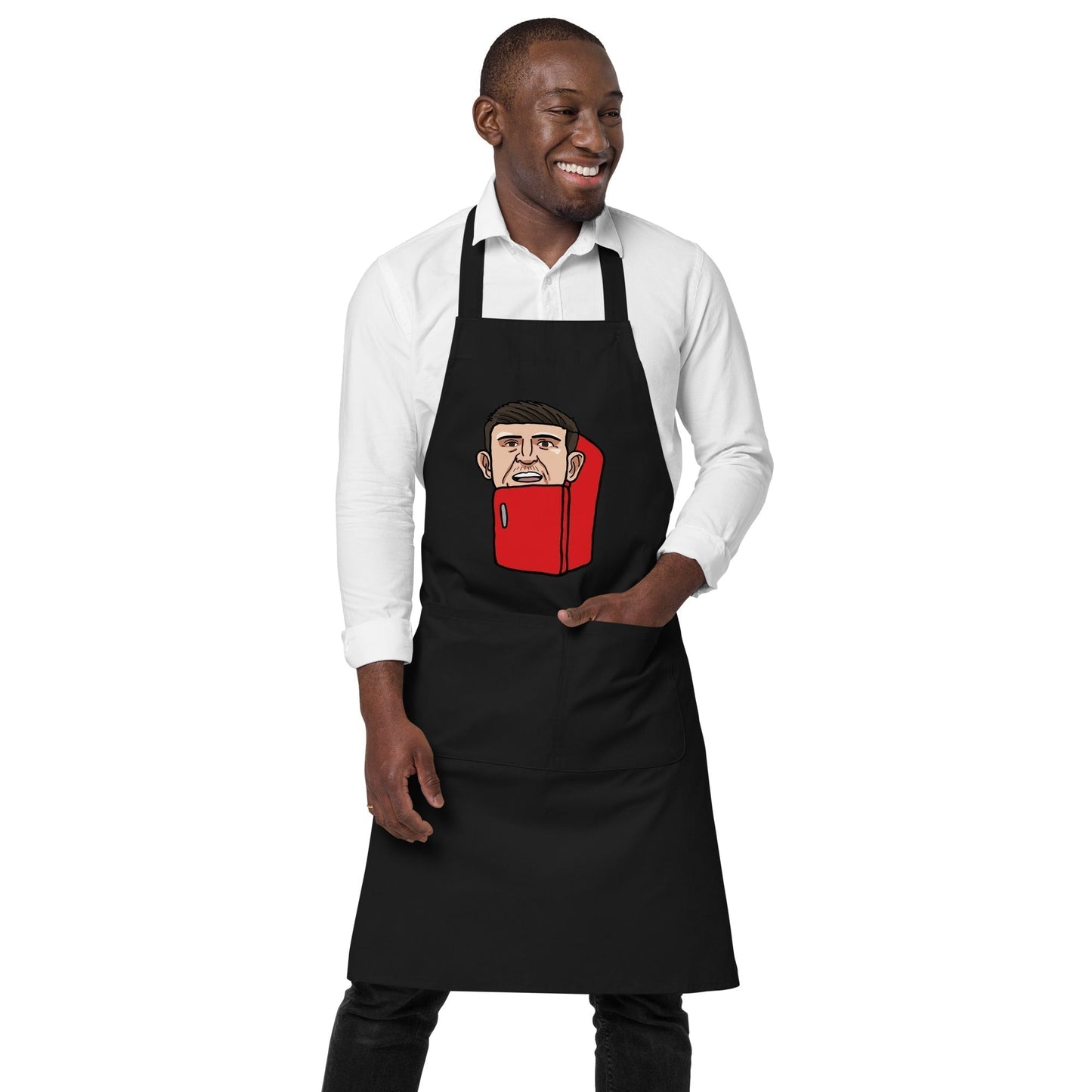 Harry ''The Fridge'' Maguire Organic Cotton Apron Black Aprons Football Harry Maguire Manchester United The Fridge Next Cult Brand