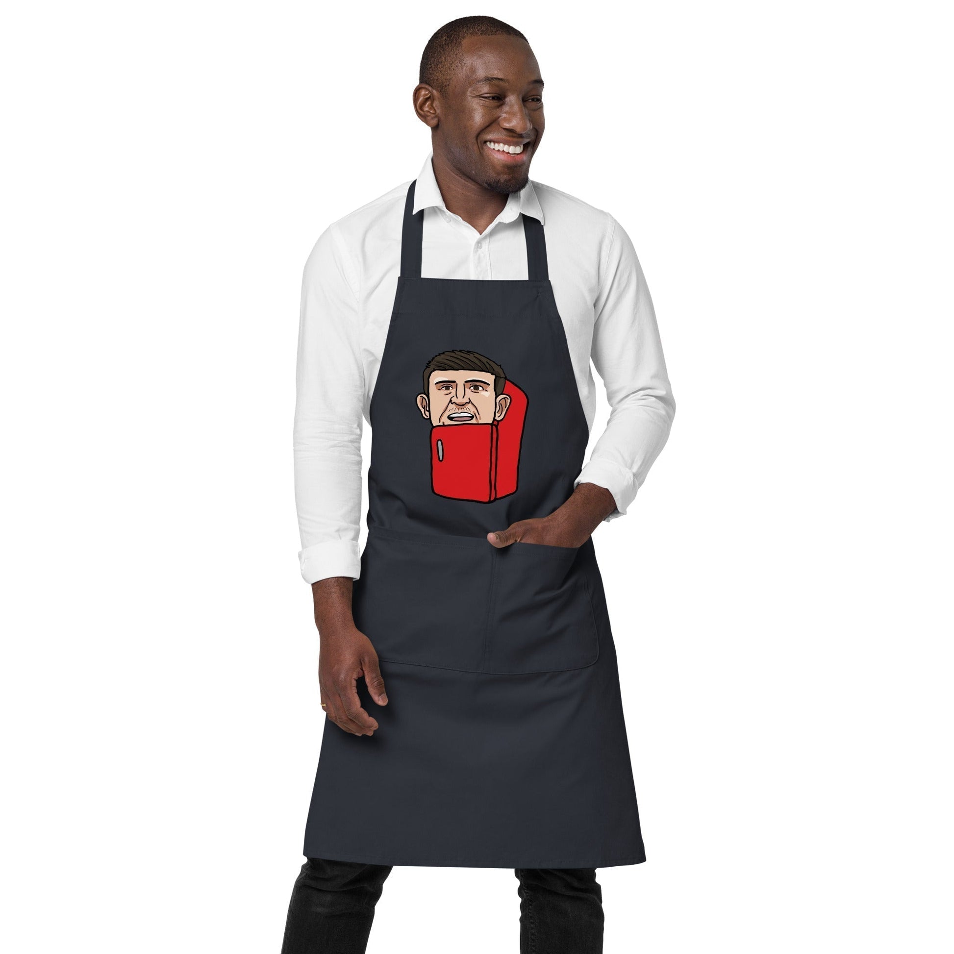 Harry ''The Fridge'' Maguire Organic Cotton Apron Navy Aprons Football Harry Maguire Manchester United The Fridge Next Cult Brand