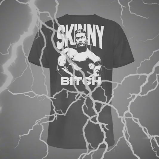 Skinny Bitch Chris Bumstead Gym Motivation T-Shirt - Funny Workout Tee for Bodybuilding & Gains - Meme Fitness Tshirt for Gym Bros