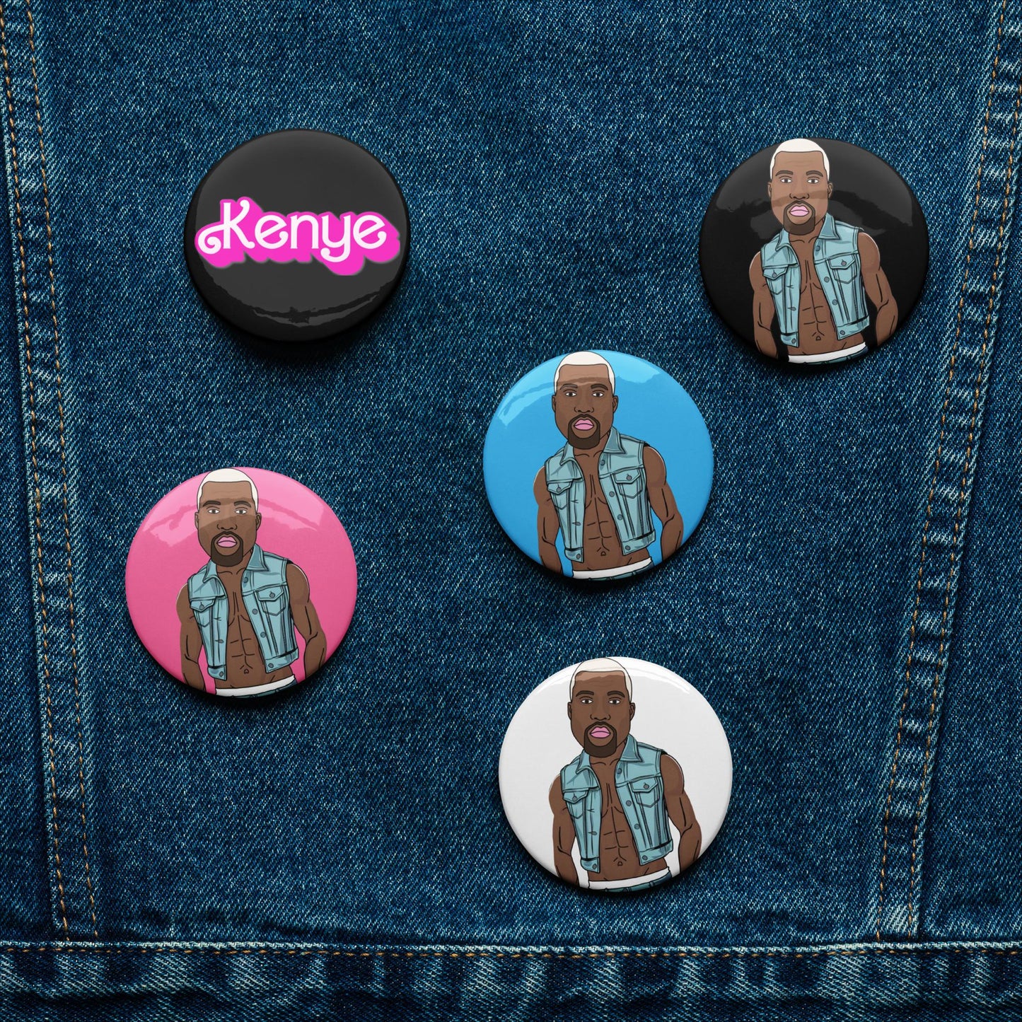 Kenye Barbie Ken Ryan Gosling Kanye West Set of pin buttons Next Cult Brand