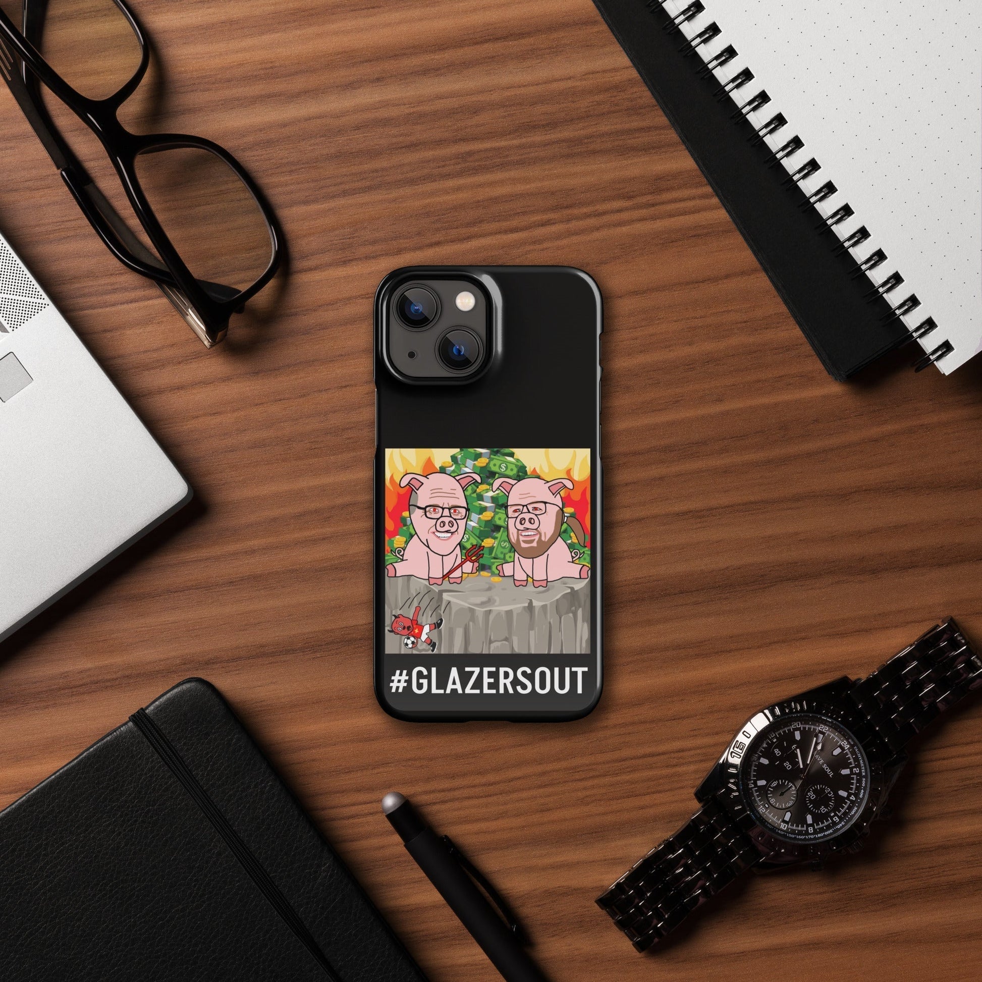 Glazers Out Manchester United Snap case for iPhone® black Glossy iPhone 13 Mini Mobile Phone Cases Football GlazersOut Manchester United Next Cult Brand