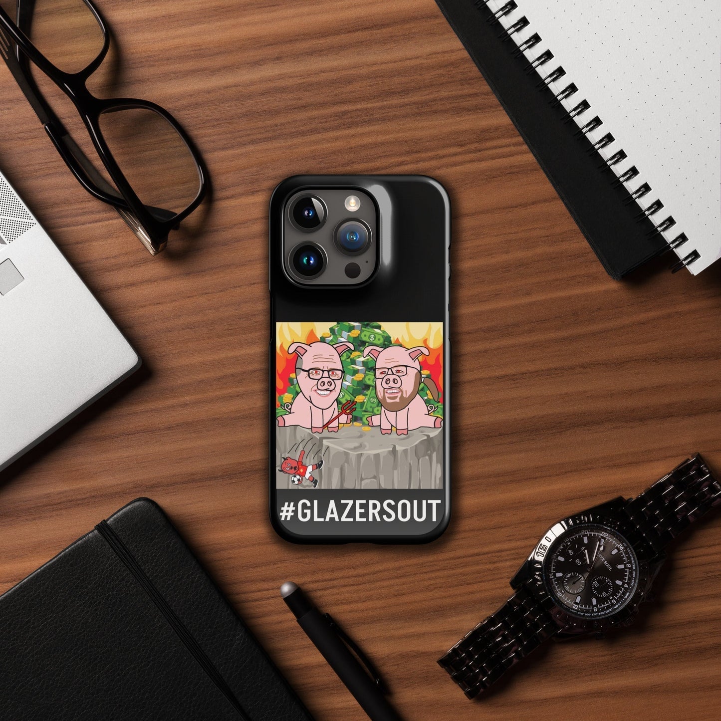 Glazers Out Manchester United Snap case for iPhone® black Glossy iPhone 15 Pro Mobile Phone Cases Football GlazersOut Manchester United Next Cult Brand