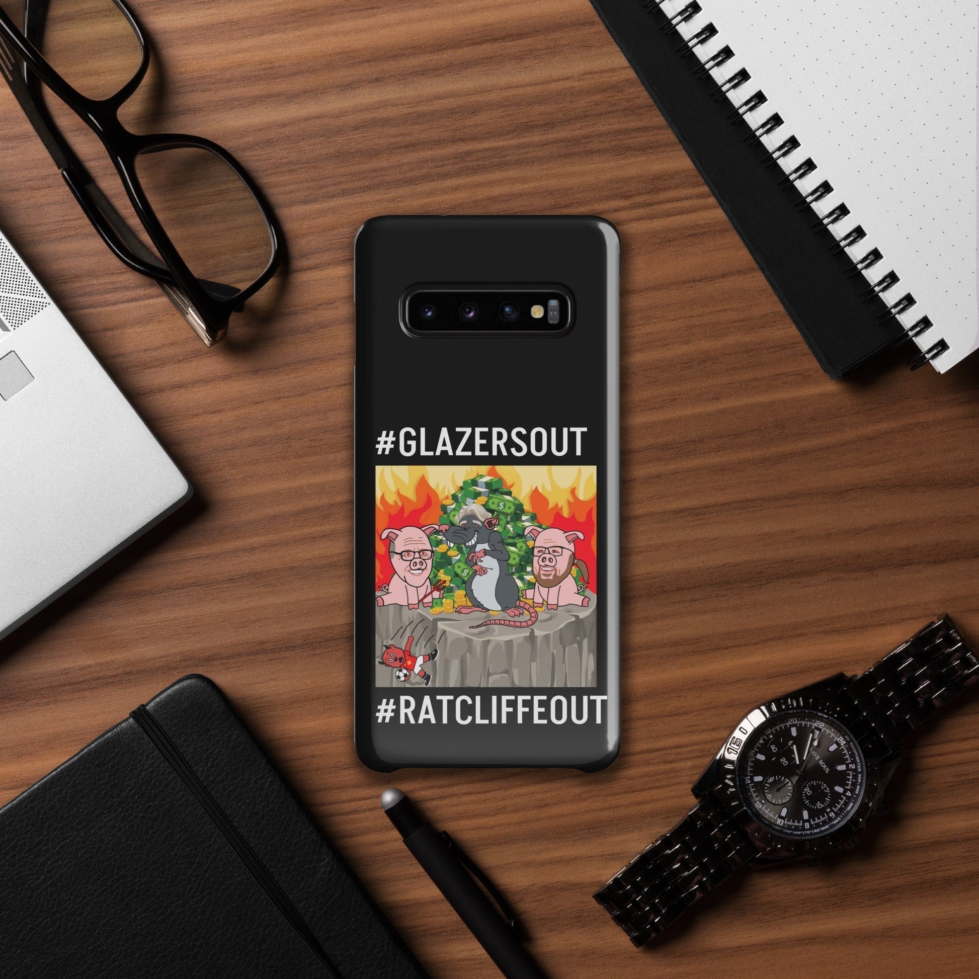 Manchester United Ratcliffe Out, Glazers Out Snap case for Samsung® black Glossy Samsung Galaxy S10 Mobile Phone Cases Football GlazersOut Manchester United RatcliffeOut Next Cult Brand