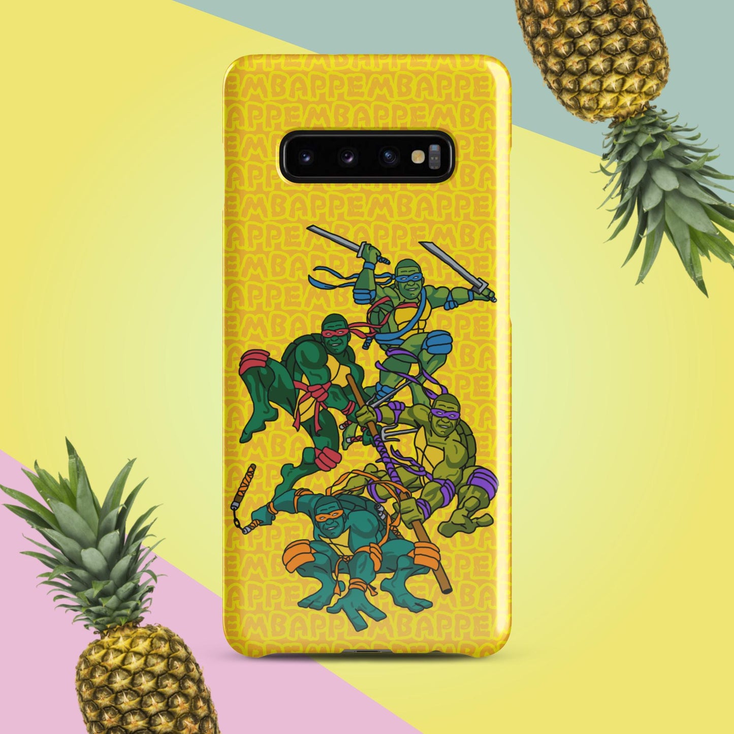 Kylian Mbappe Ninja Turtles funny football/ soccer meme Snap case for Samsung® yellow Glossy Samsung Galaxy S10 Plus Mobile Phone Cases Football Kylian Mbappe Ninja Turtles PSG Real Madrid Next Cult Brand