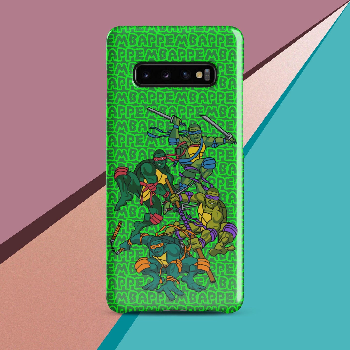 Kylian Mbappe Ninja Turtles funny football/ soccer meme Snap case for Samsung® green Glossy Samsung Galaxy S10 Plus Mobile Phone Cases Football Kylian Mbappe Ninja Turtles PSG Real Madrid Next Cult Brand