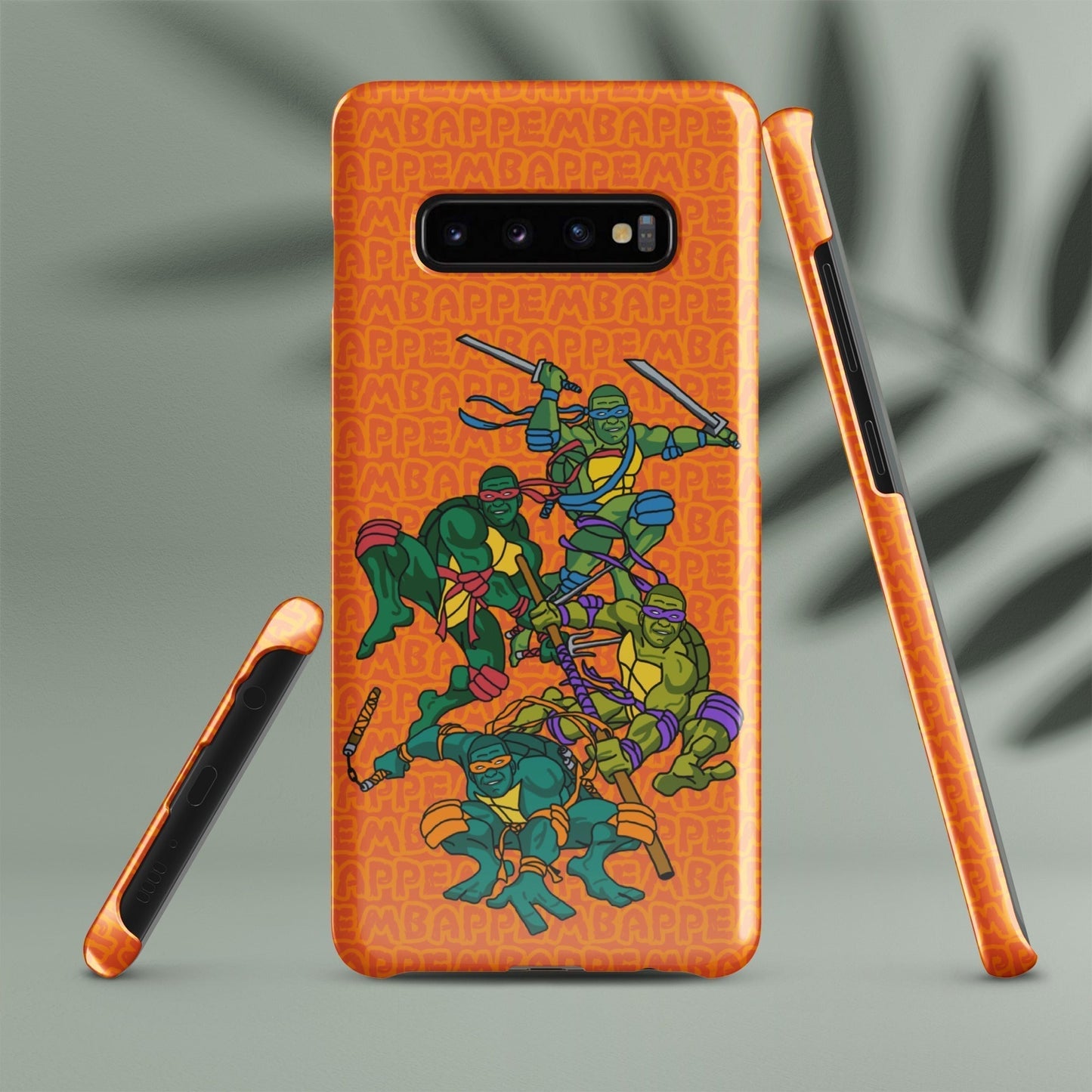 Kylian Mbappe Ninja Turtles funny football/ soccer meme Snap case for Samsung® orange Glossy Samsung Galaxy S10 Plus Mobile Phone Cases Football Kylian Mbappe Ninja Turtles PSG Real Madrid Next Cult Brand