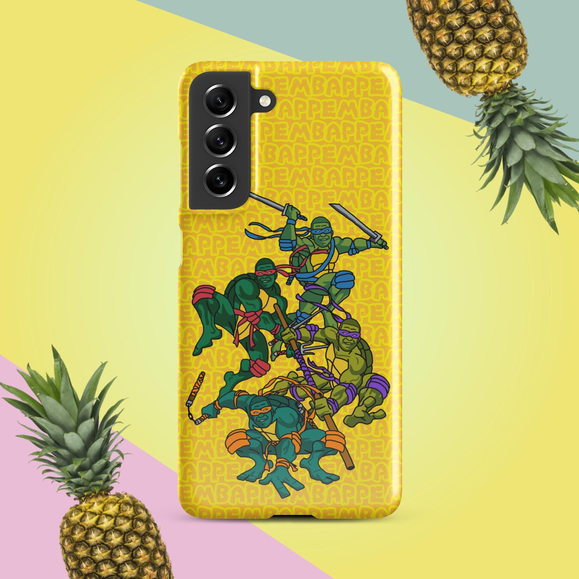 Kylian Mbappe Ninja Turtles funny football/ soccer meme Snap case for Samsung® yellow Glossy Samsung Galaxy S21 FE Mobile Phone Cases Football Kylian Mbappe Ninja Turtles PSG Real Madrid Next Cult Brand