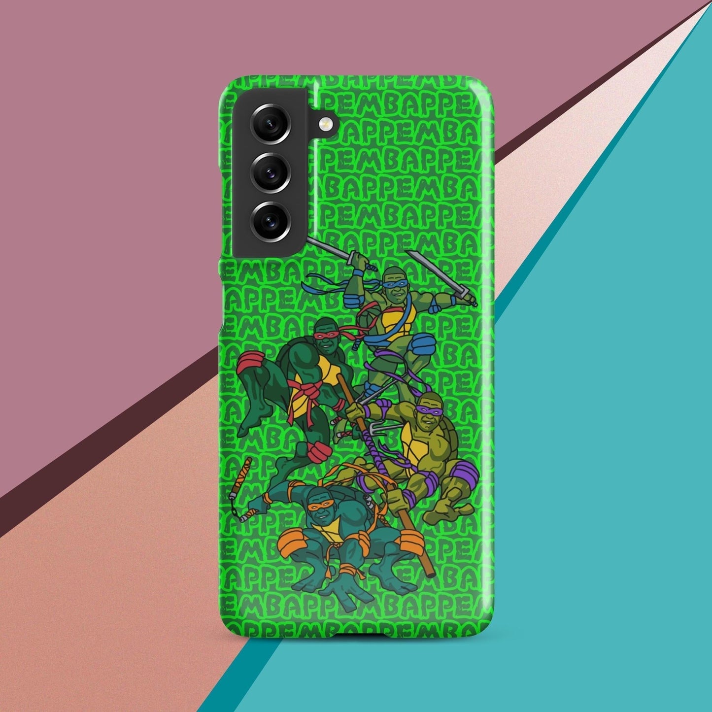 Kylian Mbappe Ninja Turtles funny football/ soccer meme Snap case for Samsung® green Glossy Samsung Galaxy S21 FE Mobile Phone Cases Football Kylian Mbappe Ninja Turtles PSG Real Madrid Next Cult Brand