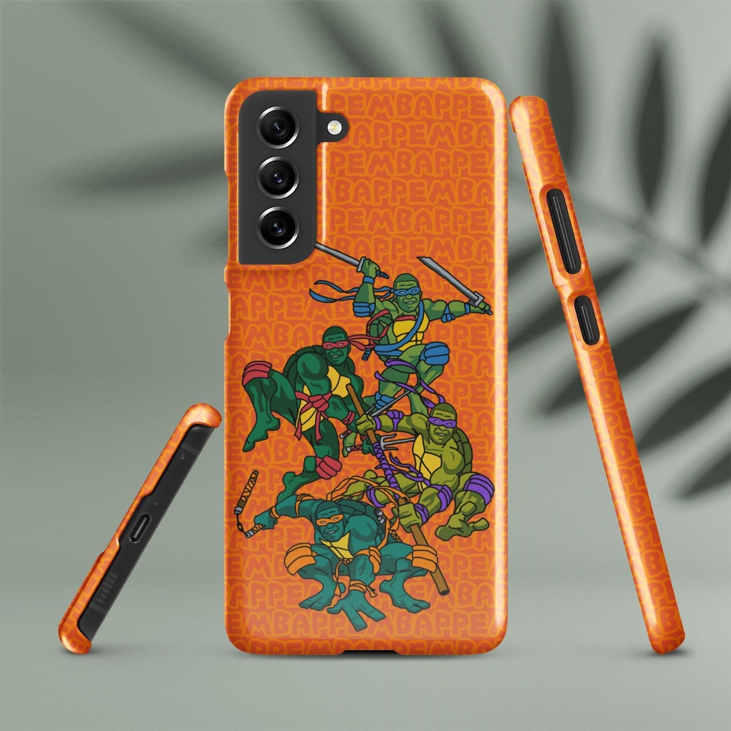 Kylian Mbappe Ninja Turtles funny football/ soccer meme Snap case for Samsung® orange Glossy Samsung Galaxy S21 FE Mobile Phone Cases Football Kylian Mbappe Ninja Turtles PSG Real Madrid Next Cult Brand