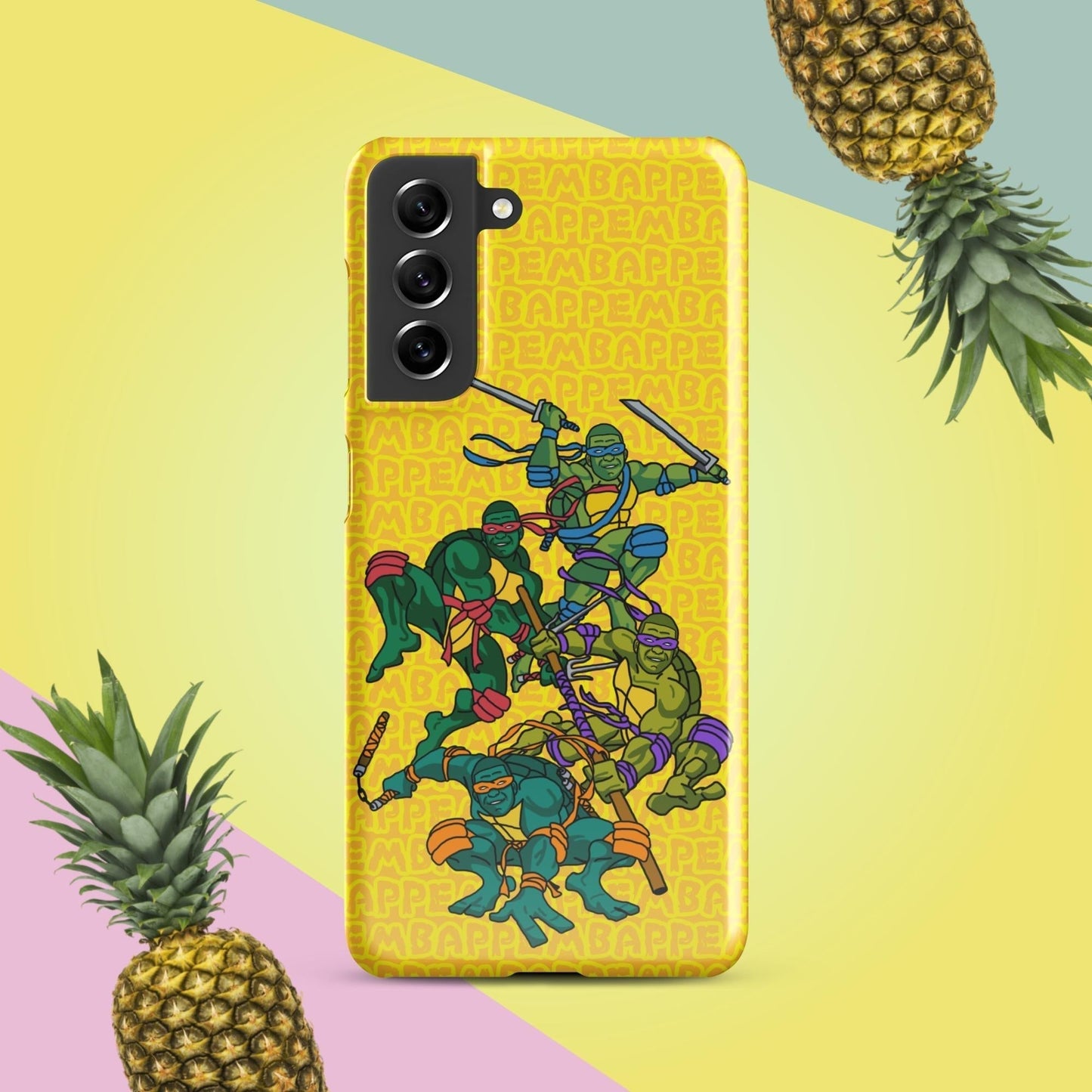 Kylian Mbappe Ninja Turtles funny football/ soccer meme Snap case for Samsung® yellow Glossy Samsung Galaxy S21 Mobile Phone Cases Football Kylian Mbappe Ninja Turtles PSG Real Madrid Next Cult Brand