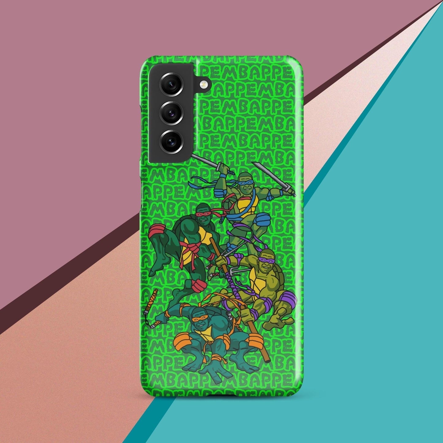 Kylian Mbappe Ninja Turtles funny football/ soccer meme Snap case for Samsung® green Glossy Samsung Galaxy S21 Mobile Phone Cases Football Kylian Mbappe Ninja Turtles PSG Real Madrid Next Cult Brand