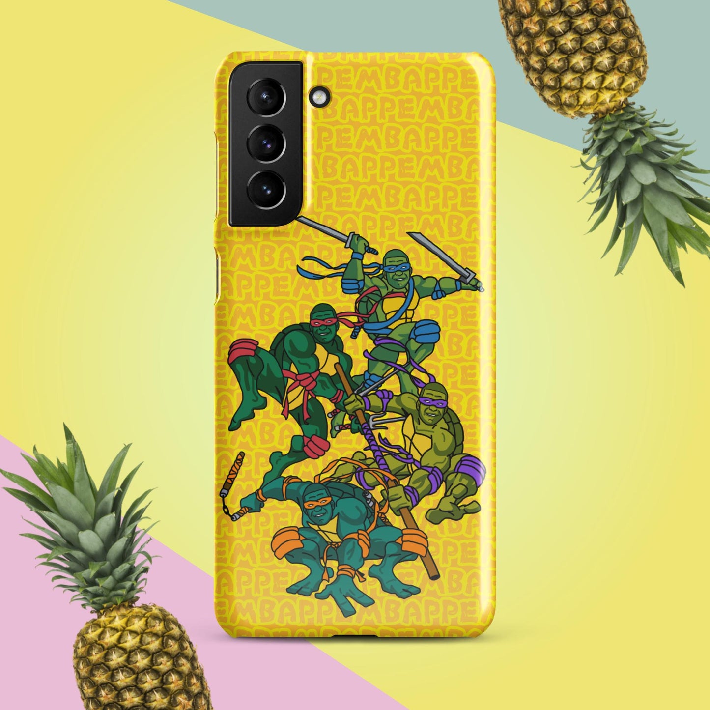 Kylian Mbappe Ninja Turtles funny football/ soccer meme Snap case for Samsung® yellow Glossy Samsung Galaxy S21 Plus Mobile Phone Cases Football Kylian Mbappe Ninja Turtles PSG Real Madrid Next Cult Brand