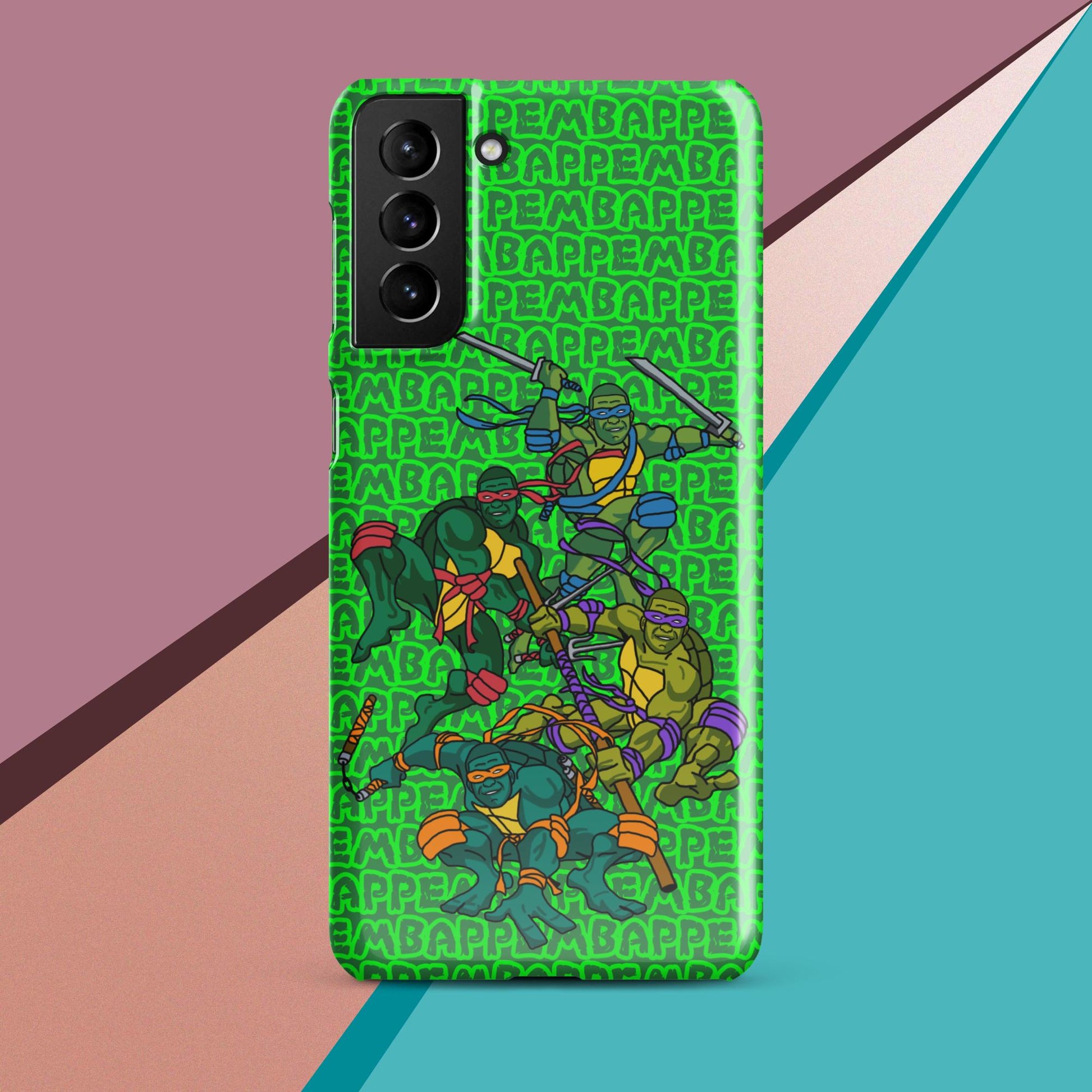 Kylian Mbappe Ninja Turtles funny football/ soccer meme Snap case for Samsung® green Glossy Samsung Galaxy S21 Plus Mobile Phone Cases Football Kylian Mbappe Ninja Turtles PSG Real Madrid Next Cult Brand