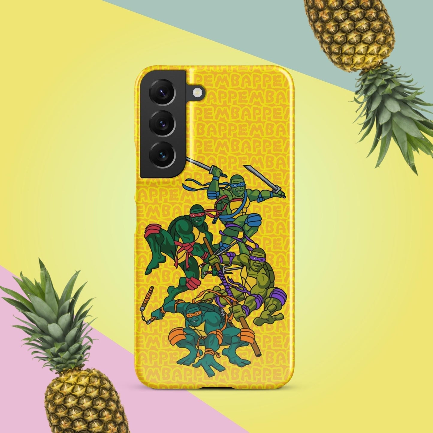 Kylian Mbappe Ninja Turtles funny football/ soccer meme Snap case for Samsung® yellow Glossy Samsung Galaxy S22 Mobile Phone Cases Football Kylian Mbappe Ninja Turtles PSG Real Madrid Next Cult Brand