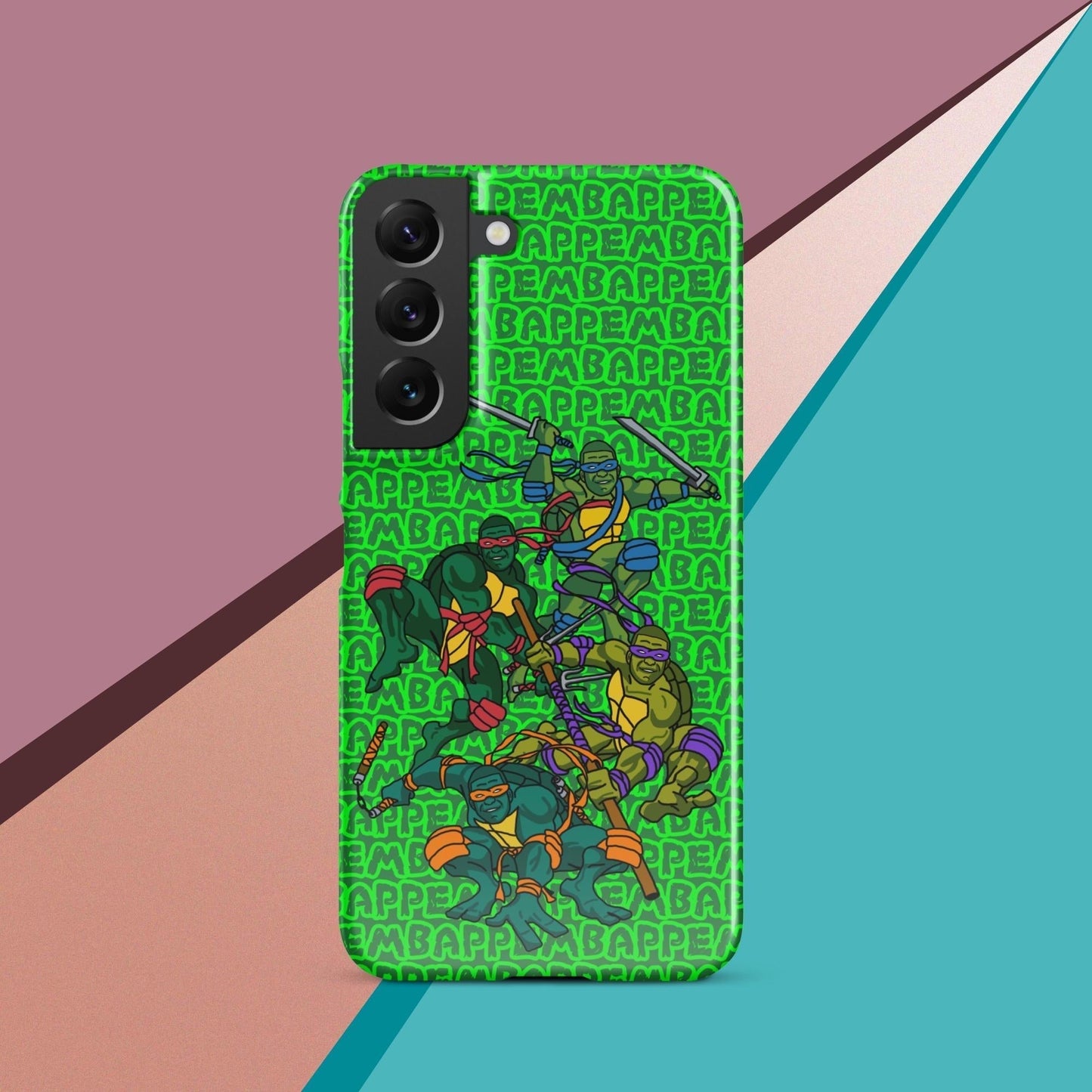 Kylian Mbappe Ninja Turtles funny football/ soccer meme Snap case for Samsung® green Glossy Samsung Galaxy S22 Mobile Phone Cases Football Kylian Mbappe Ninja Turtles PSG Real Madrid Next Cult Brand