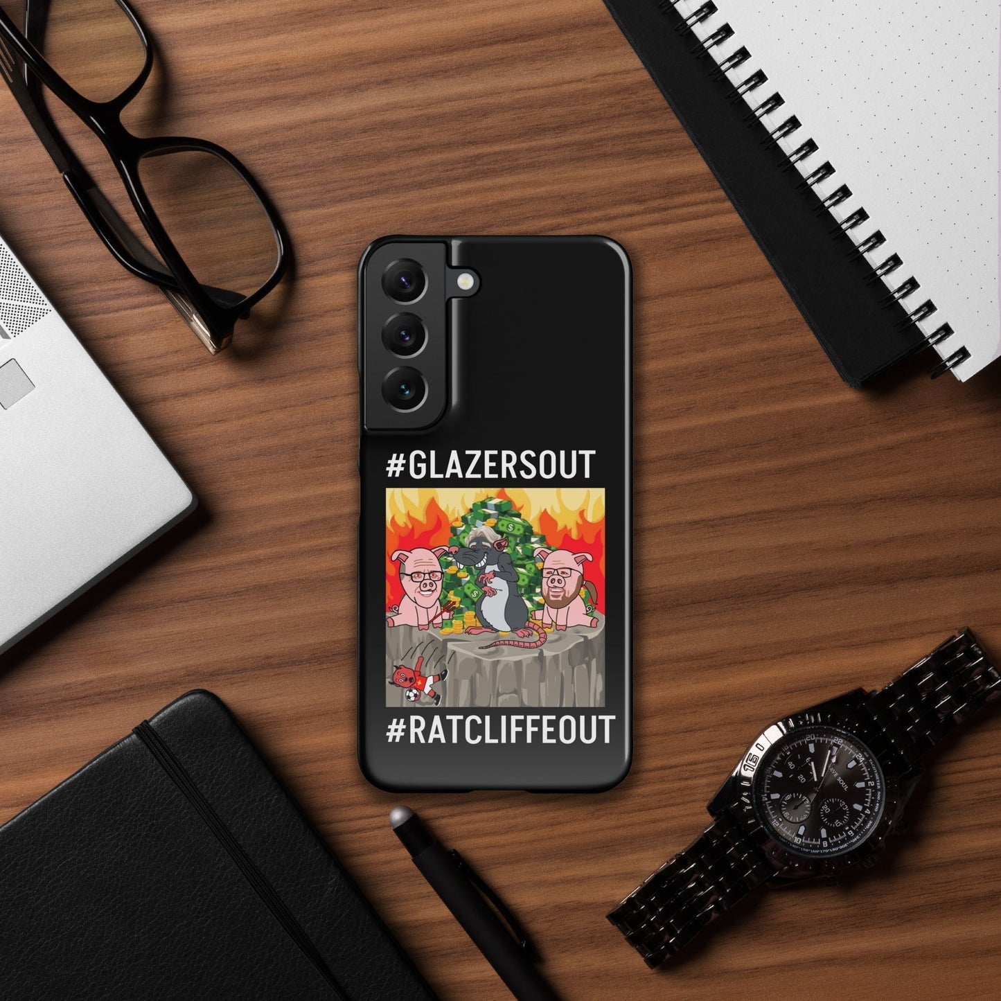 Manchester United Ratcliffe Out, Glazers Out Snap case for Samsung® black Glossy Samsung Galaxy S22 Mobile Phone Cases Football GlazersOut Manchester United RatcliffeOut Next Cult Brand