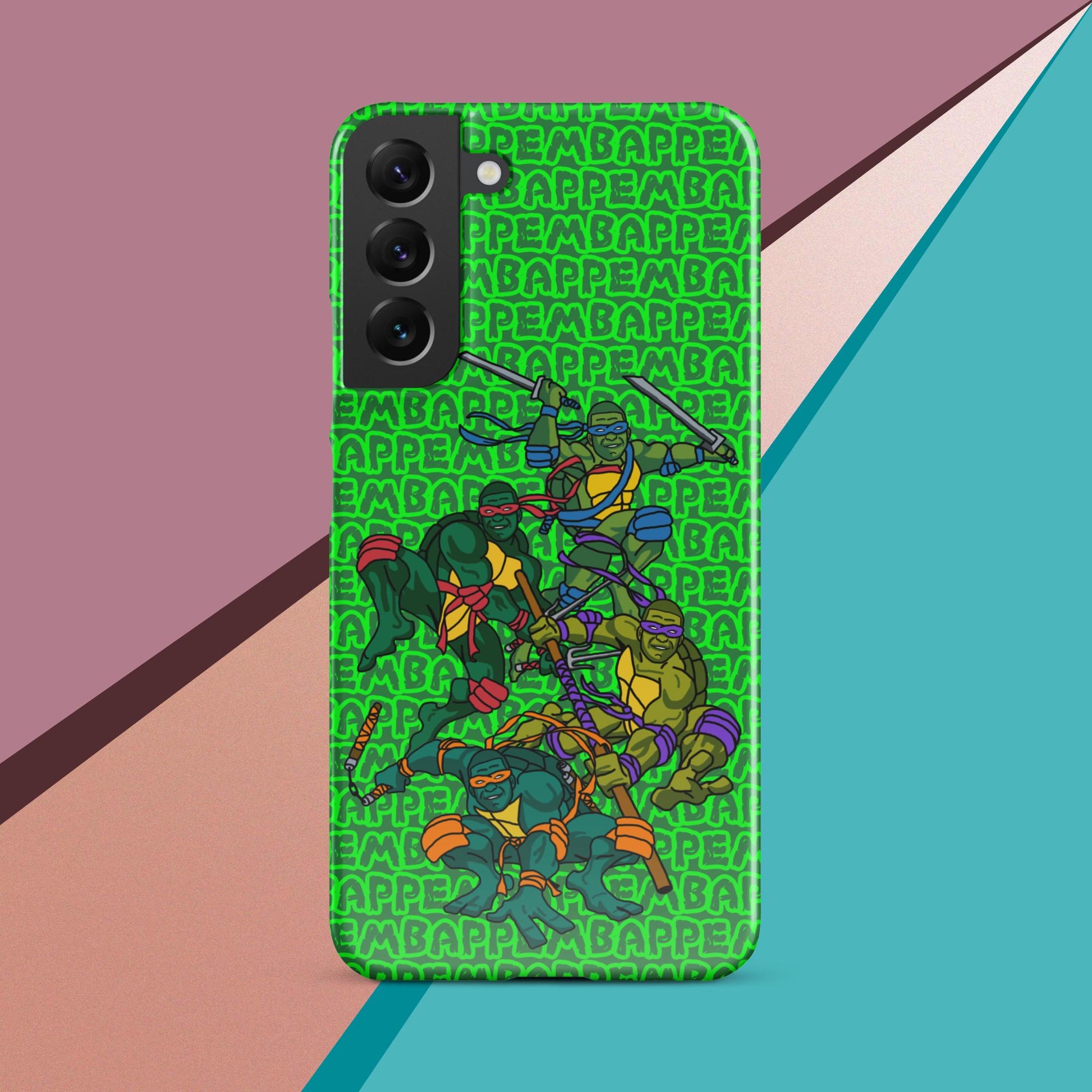 Kylian Mbappe Ninja Turtles funny football/ soccer meme Snap case for Samsung® green Glossy Samsung Galaxy S22 Plus Mobile Phone Cases Football Kylian Mbappe Ninja Turtles PSG Real Madrid Next Cult Brand