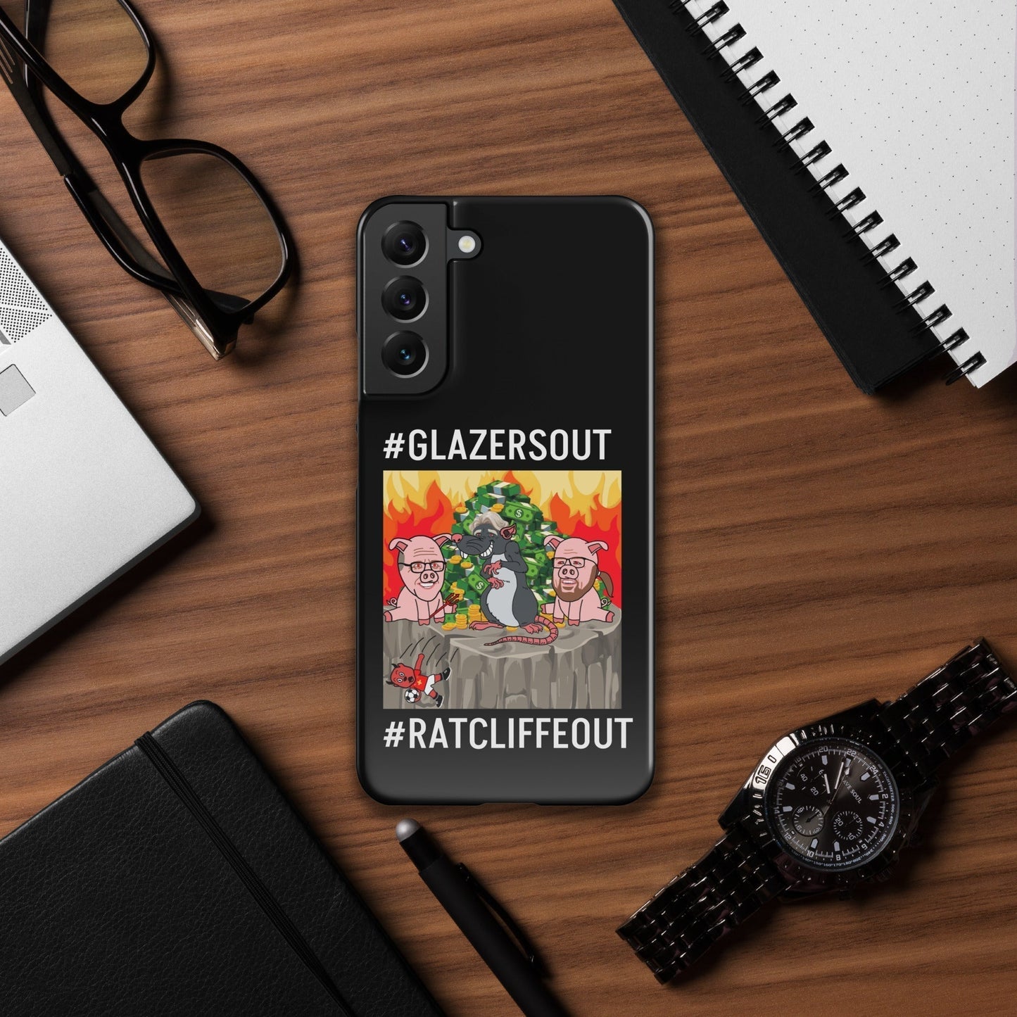 Manchester United Ratcliffe Out, Glazers Out Snap case for Samsung® black Glossy Samsung Galaxy S22 Plus Mobile Phone Cases Football GlazersOut Manchester United RatcliffeOut Next Cult Brand