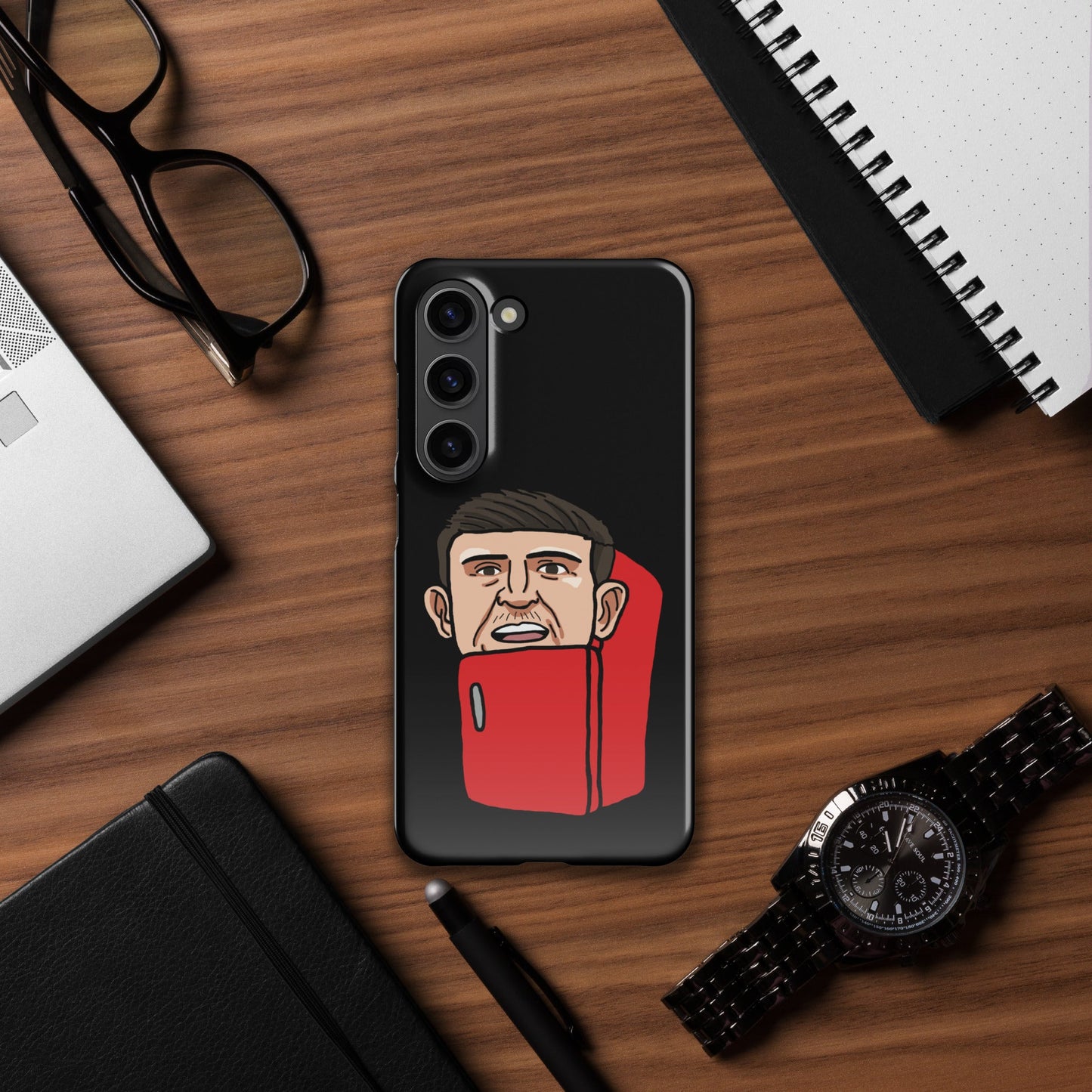 Harry ''The Fridge'' Maguire Snap Case for Samsung® Black Glossy Samsung Galaxy S23 Mobile Phone Cases Football Harry Maguire Manchester United The Fridge Next Cult Brand