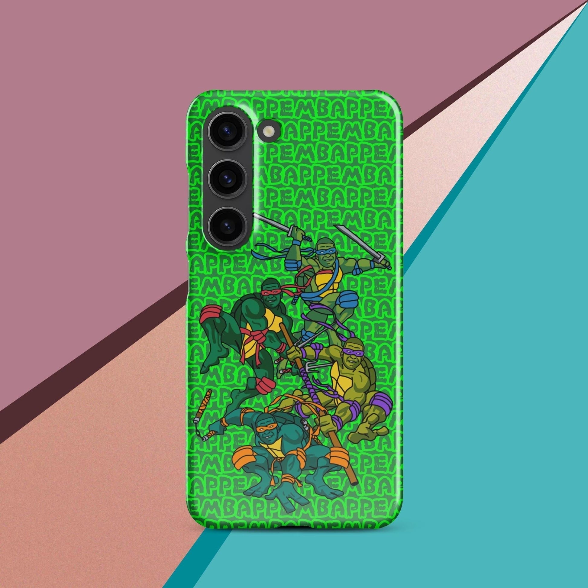 Kylian Mbappe Ninja Turtles funny football/ soccer meme Snap case for Samsung® green Glossy Samsung Galaxy S23 Mobile Phone Cases Football Kylian Mbappe Ninja Turtles PSG Real Madrid Next Cult Brand