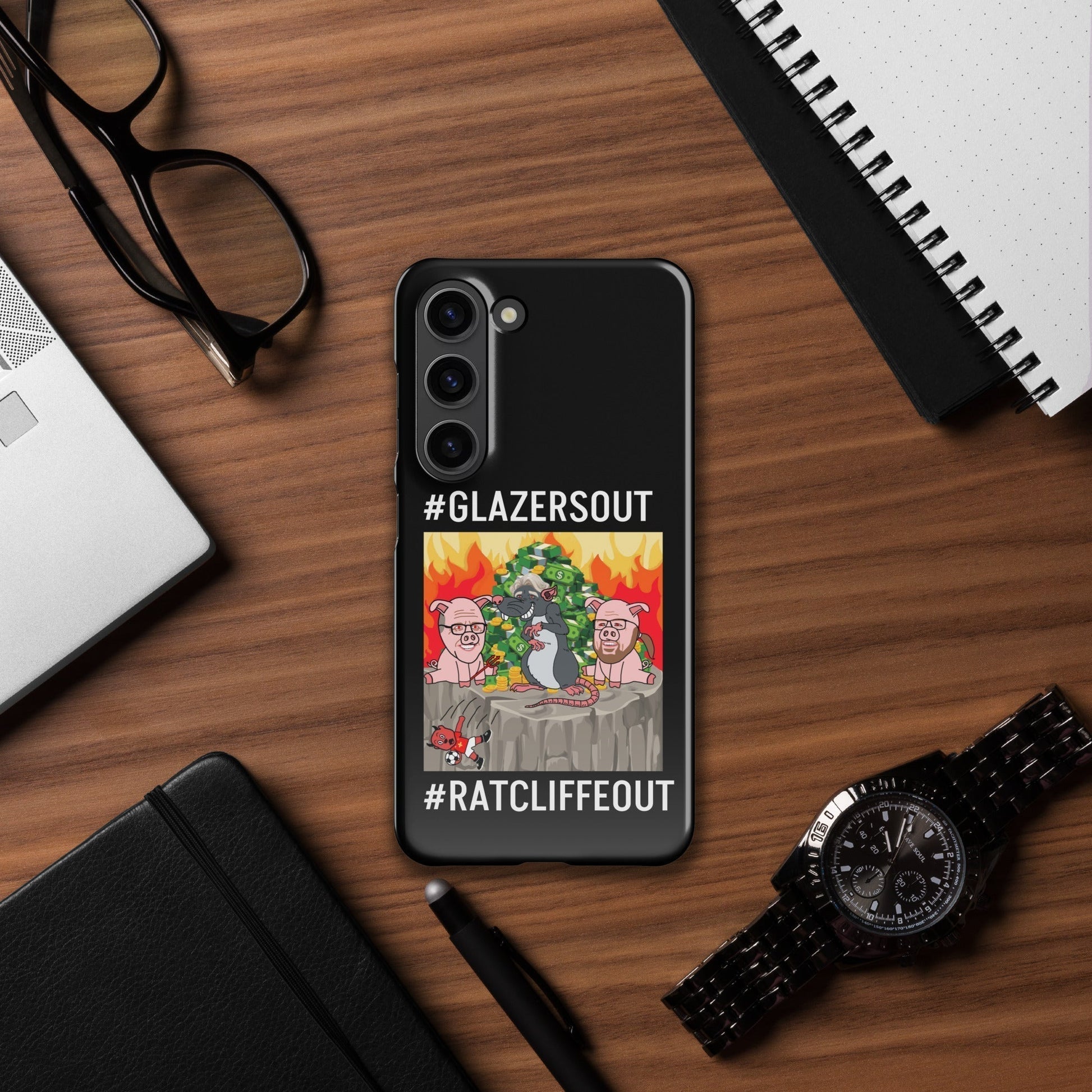 Manchester United Ratcliffe Out, Glazers Out Snap case for Samsung® black Glossy Samsung Galaxy S23 Mobile Phone Cases Football GlazersOut Manchester United RatcliffeOut Next Cult Brand