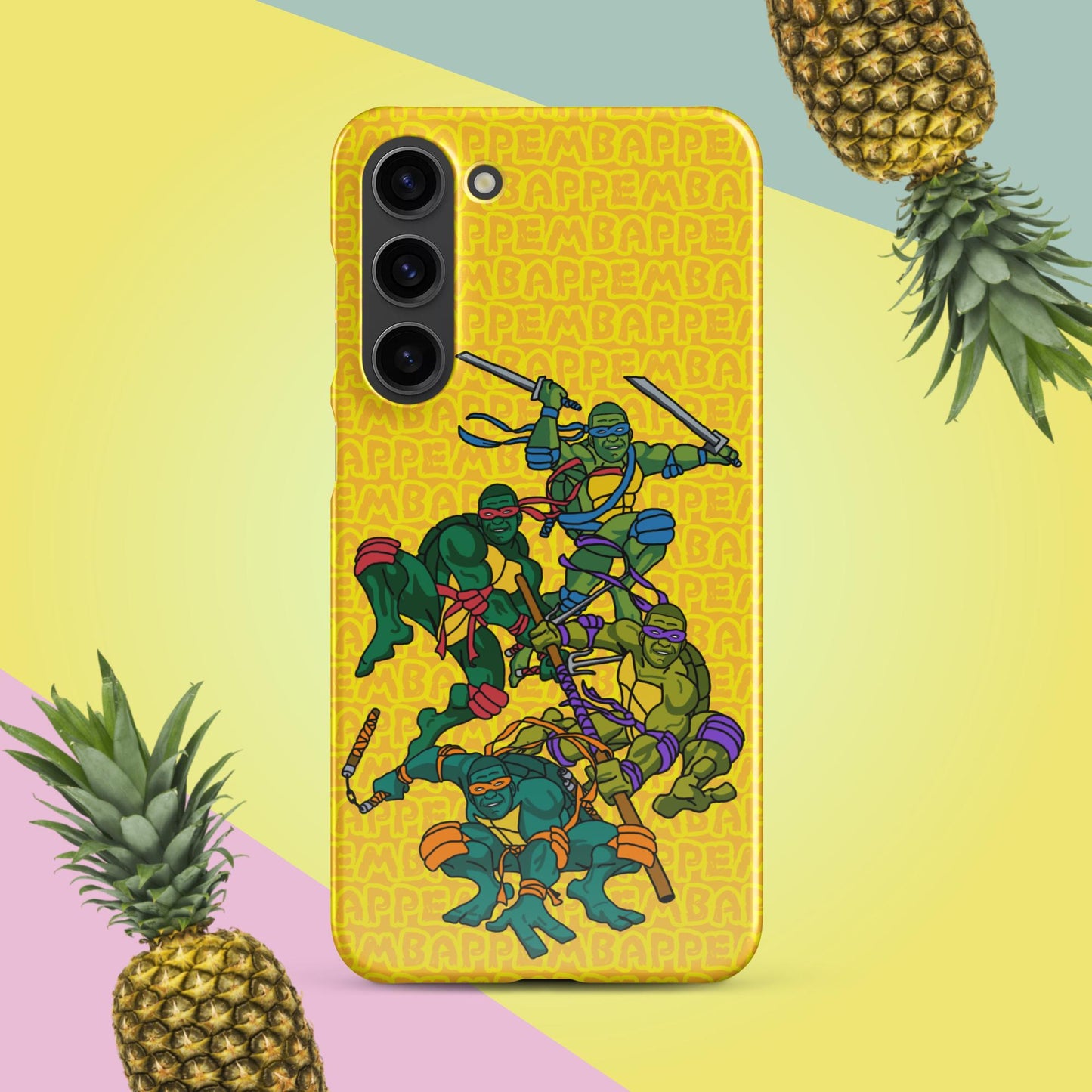 Kylian Mbappe Ninja Turtles funny football/ soccer meme Snap case for Samsung® yellow Glossy Samsung Galaxy S23 Plus Mobile Phone Cases Football Kylian Mbappe Ninja Turtles PSG Real Madrid Next Cult Brand