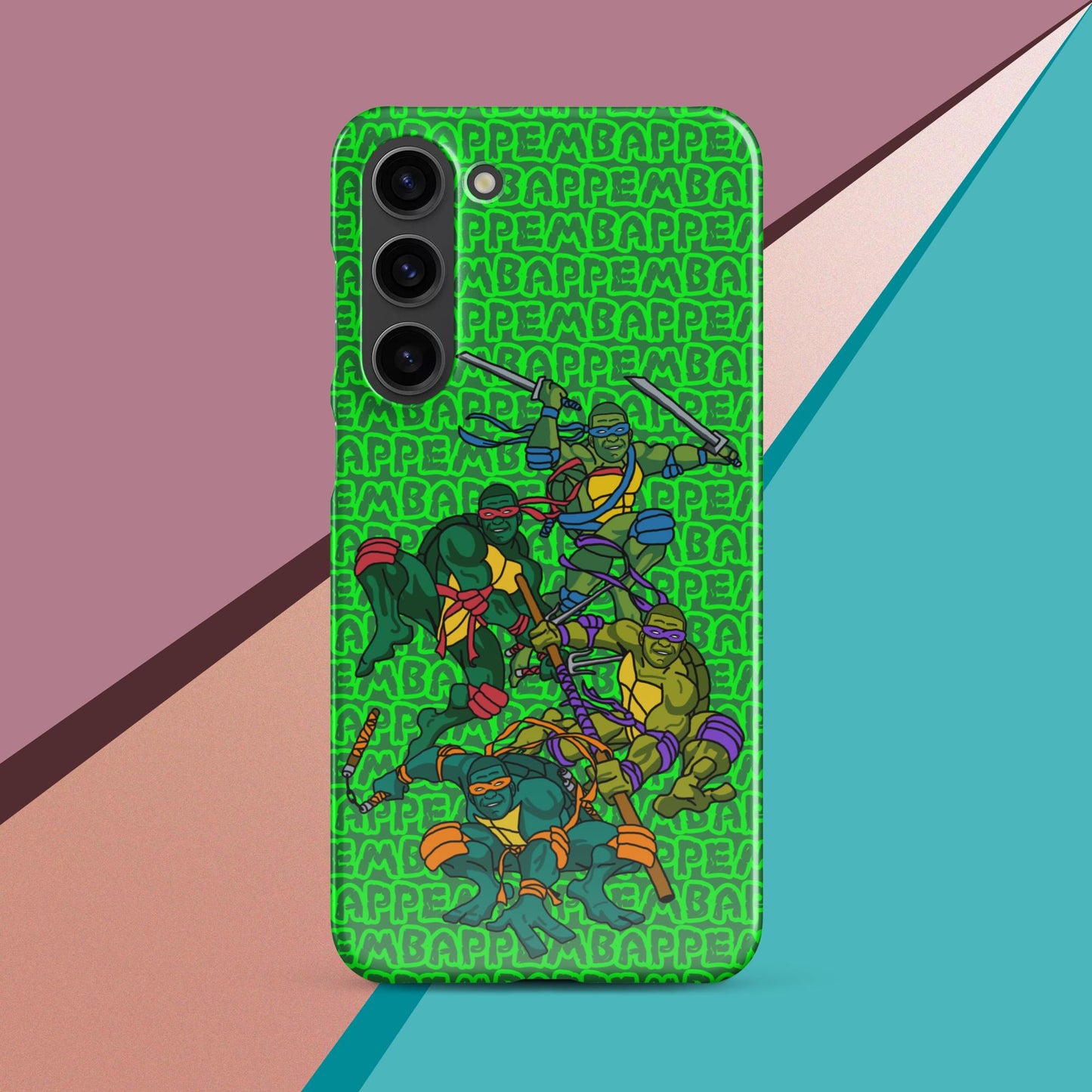 Kylian Mbappe Ninja Turtles funny football/ soccer meme Snap case for Samsung® green Glossy Samsung Galaxy S23 Plus Mobile Phone Cases Football Kylian Mbappe Ninja Turtles PSG Real Madrid Next Cult Brand