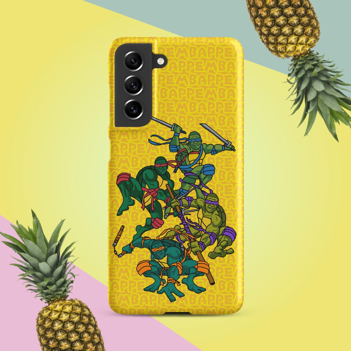 Kylian Mbappe Ninja Turtles funny football/ soccer meme Snap case for Samsung® yellow Matte Samsung Galaxy S21 FE Mobile Phone Cases Football Kylian Mbappe Ninja Turtles PSG Real Madrid Next Cult Brand